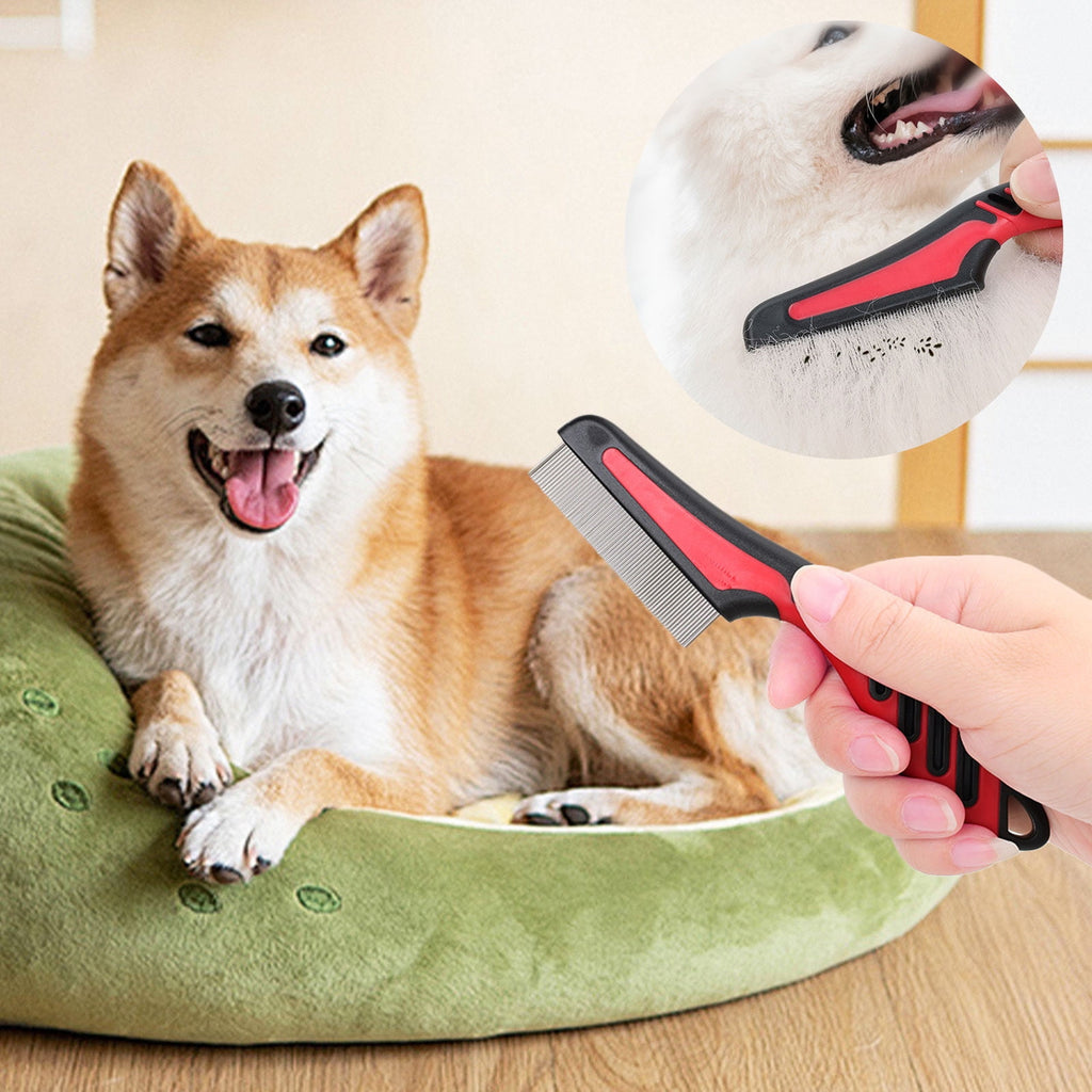 Pet Flea Comb Flea Lice Comb Dog Hair Comb Cats Flea Combs with Long Handle Pet Care Accessories for Ticks Removal Universal for Ticks Lice and Fleas