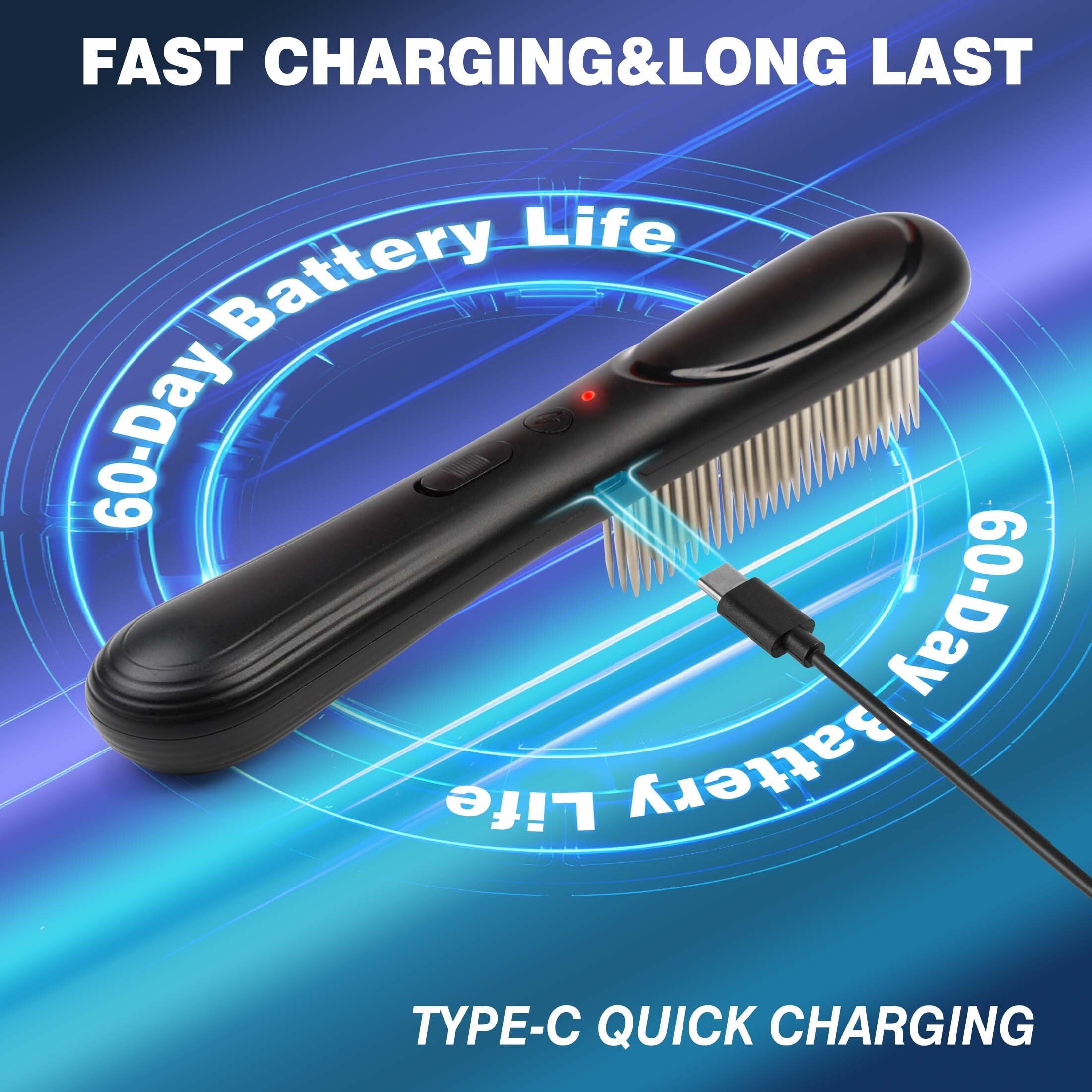 Petjoy ElectroCare Rechargeable Electrostatic Flea Comb for Dogs & Cats, Stainless Steel Teeth, Multi-Function Grooming Tool, 1 Count