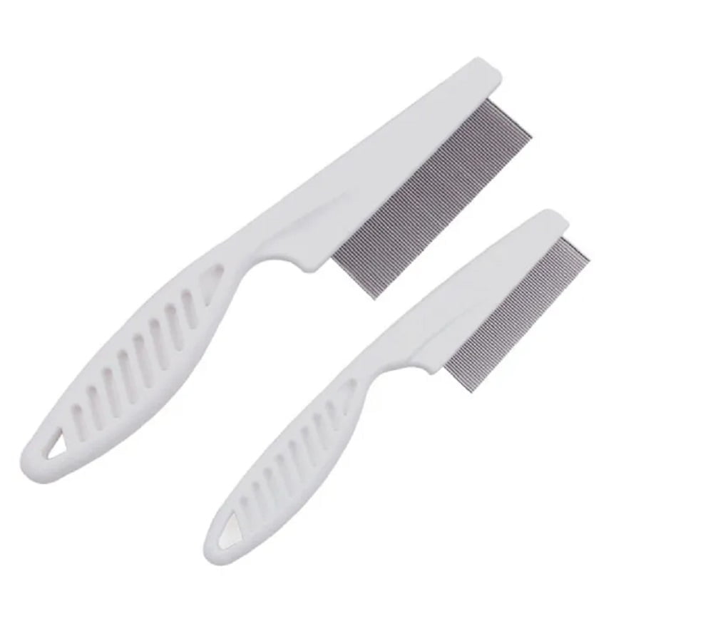 2-Piece Flea & Lice Comb for Dogs, Cats & Small Pets – Stainless Steel Pet Grooming Comb for Flea Removal, Tear Stain Cleaning & Fur Care TIKA