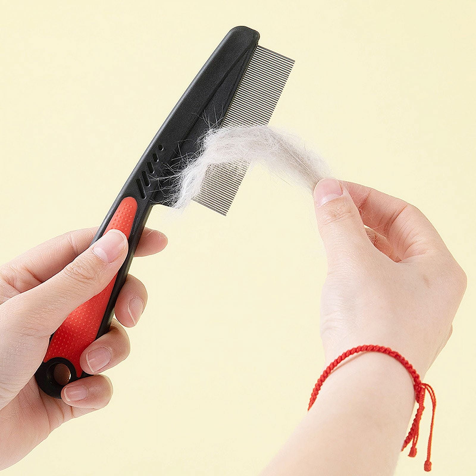 Nvzi-a 2-piece pet comb, narrow comb, dog, cat, beard, mouth hair, dense teeth, small face comb, cleaning comb, flea comb, row comb (white, large)