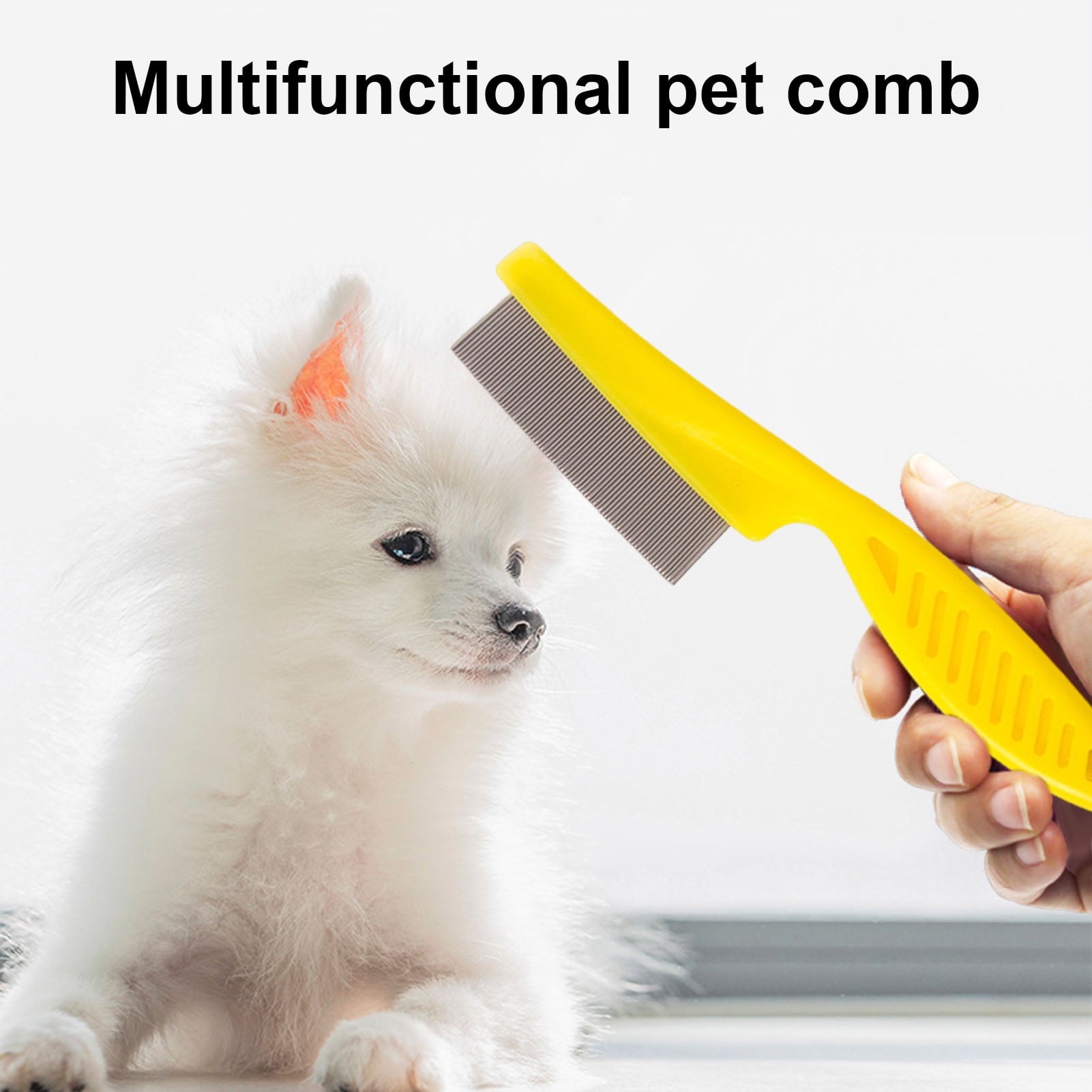 Frogued 2Pcs Pet Grooming Comb Multifunctional Stainless Steel Flea Comb for Cats Dogs Pet Tear Stain Removal Brush for Desheding (White)