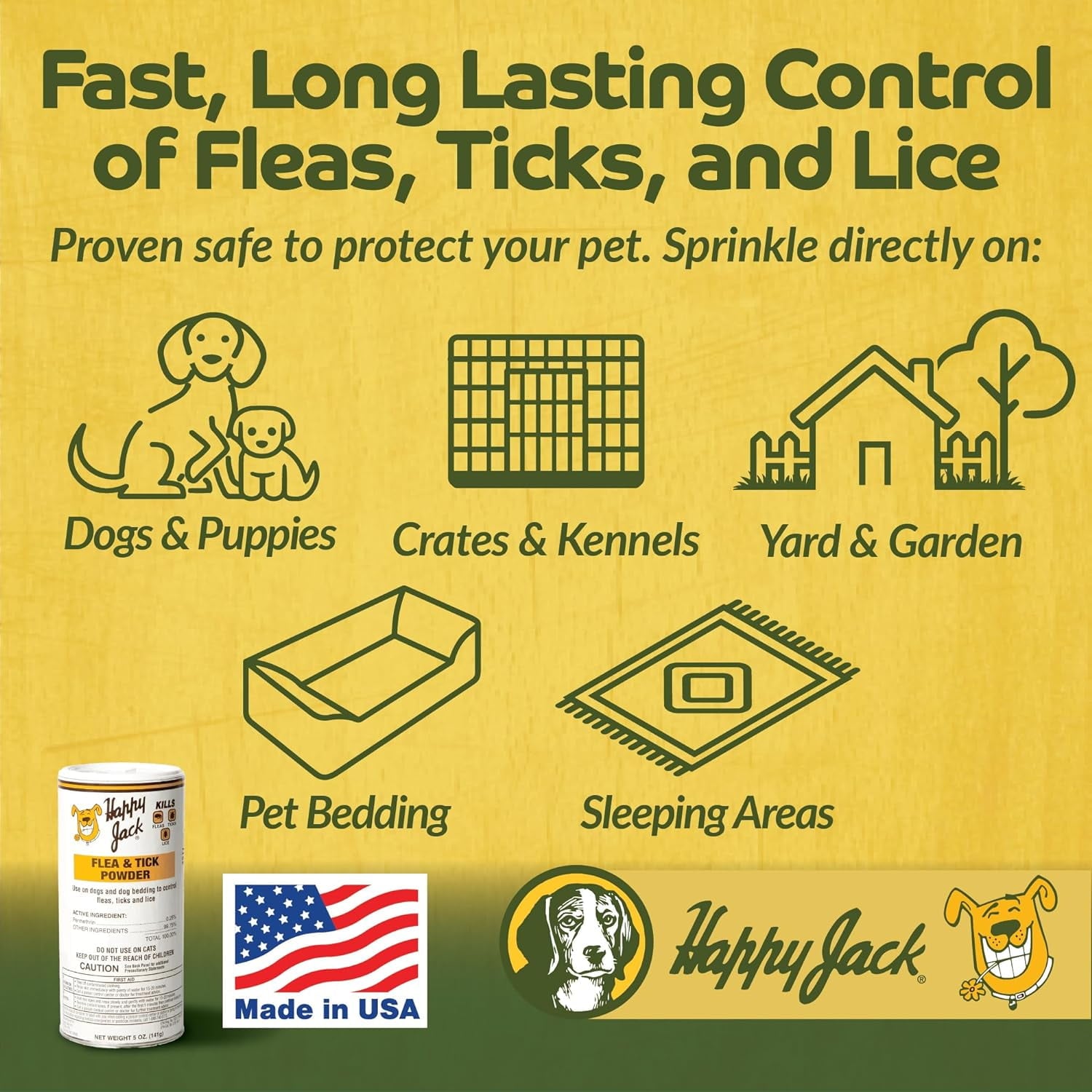 Happy Jack Flea and Tick Powder for Dogs, 5 oz Can