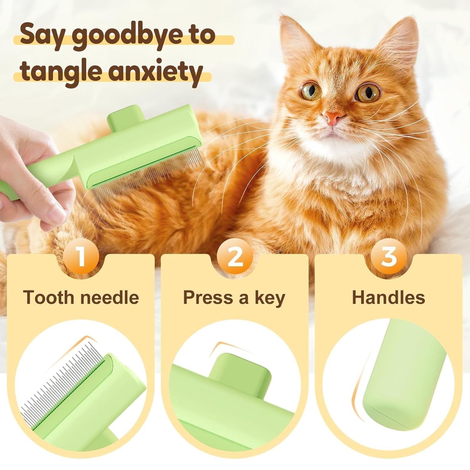 Zen Brush for Cats, Zen brush Cat Comb, Self Cleaning Pet Flea Comb, Cat Dog Pet Grooming for Massaging and Cleaning Hairs