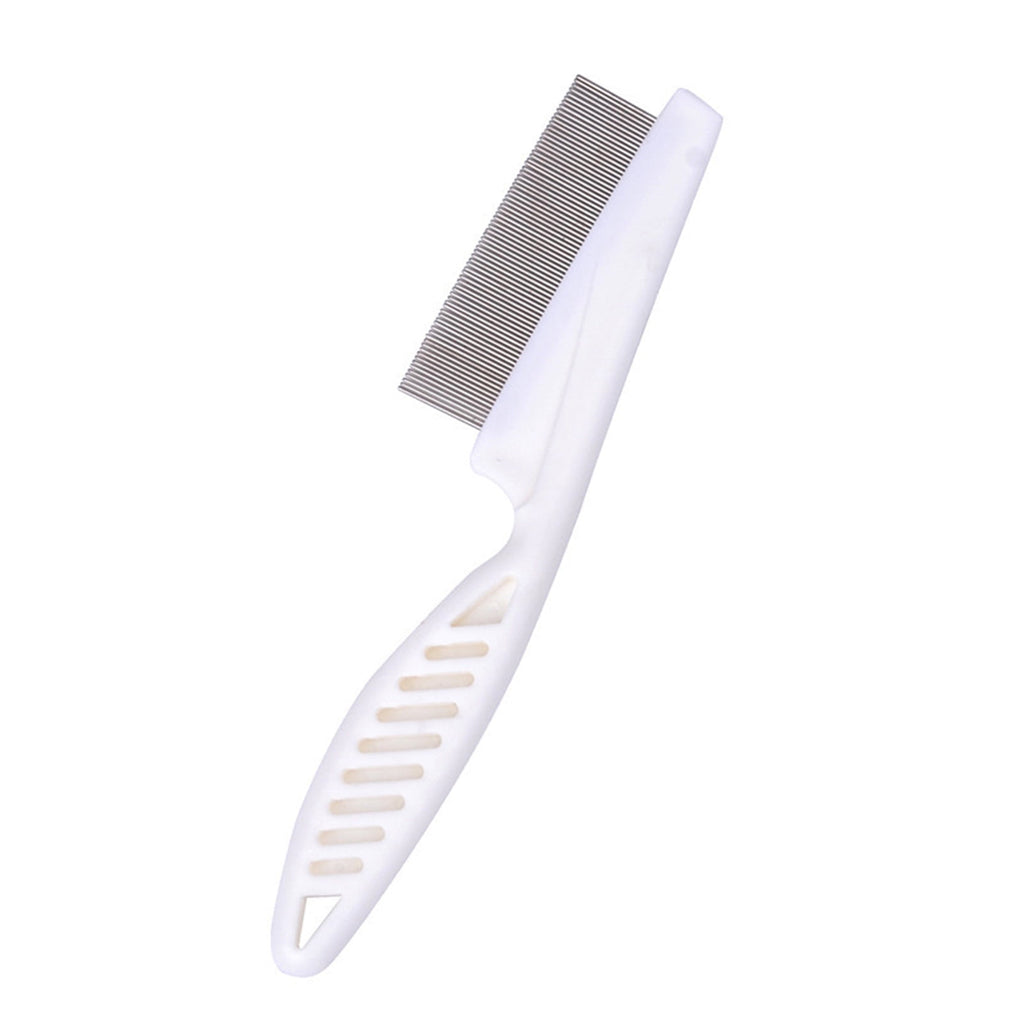 Frogued 2Pcs Pet Grooming Comb Multifunctional Stainless Steel Flea Comb for Cats Dogs Pet Tear Stain Removal Brush for Desheding (White)