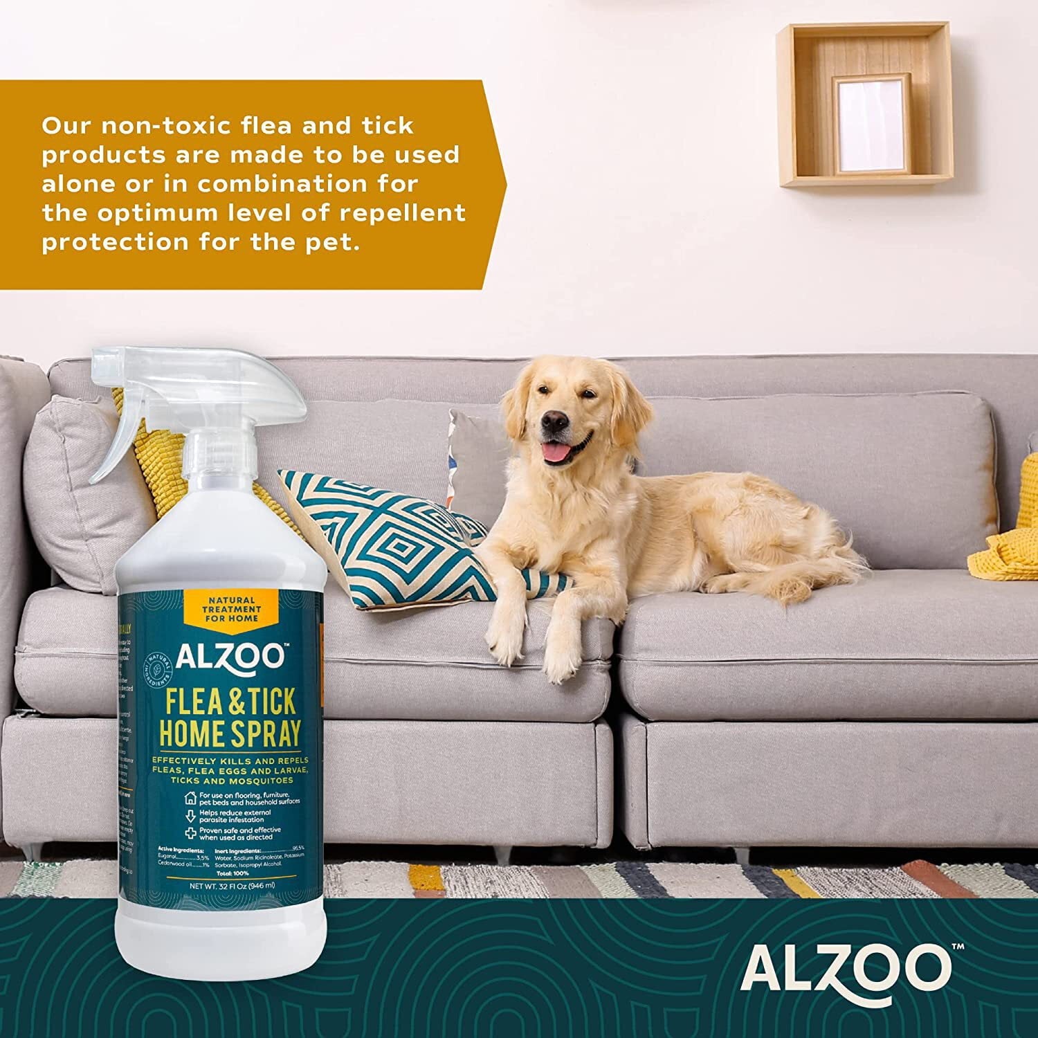 ALZOO Natural Flea & Tick Home Spray 32oz