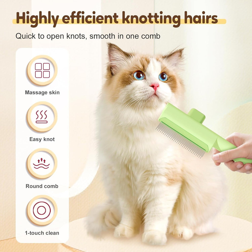 Zen Brush for Cats, Zen brush Cat Comb, Self Cleaning Pet Flea Comb, Cat Dog Pet Grooming for Massaging and Cleaning Hairs
