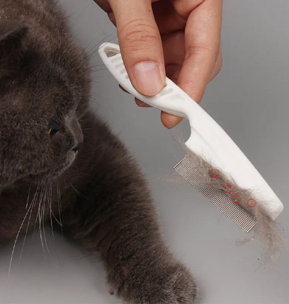 2-Piece Flea & Lice Comb for Dogs, Cats & Small Pets – Stainless Steel Pet Grooming Comb for Flea Removal, Tear Stain Cleaning & Fur Care TIKA