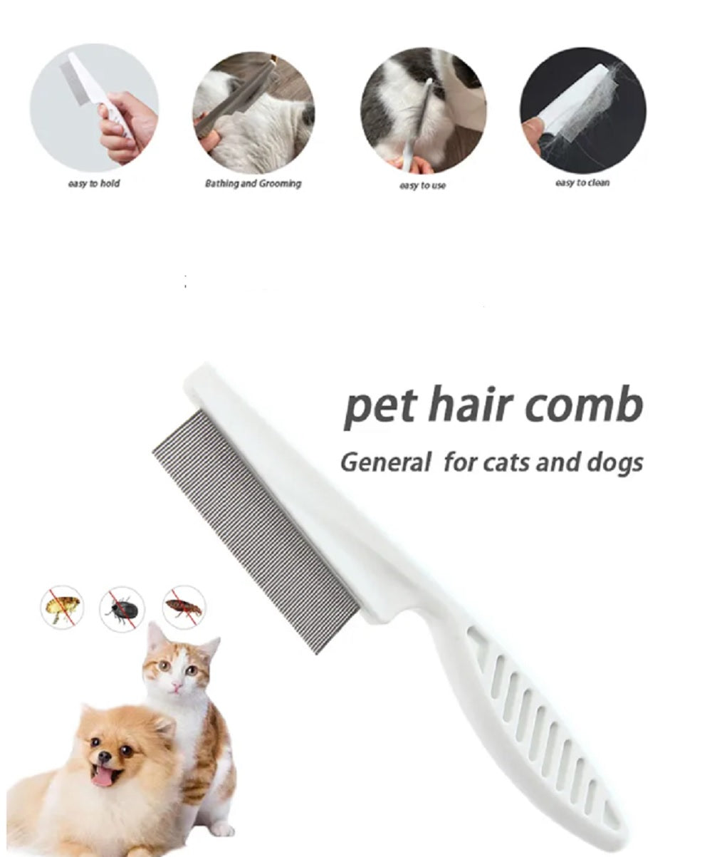 2-Piece Flea & Lice Comb for Dogs, Cats & Small Pets – Stainless Steel Pet Grooming Comb for Flea Removal, Tear Stain Cleaning & Fur Care TIKA