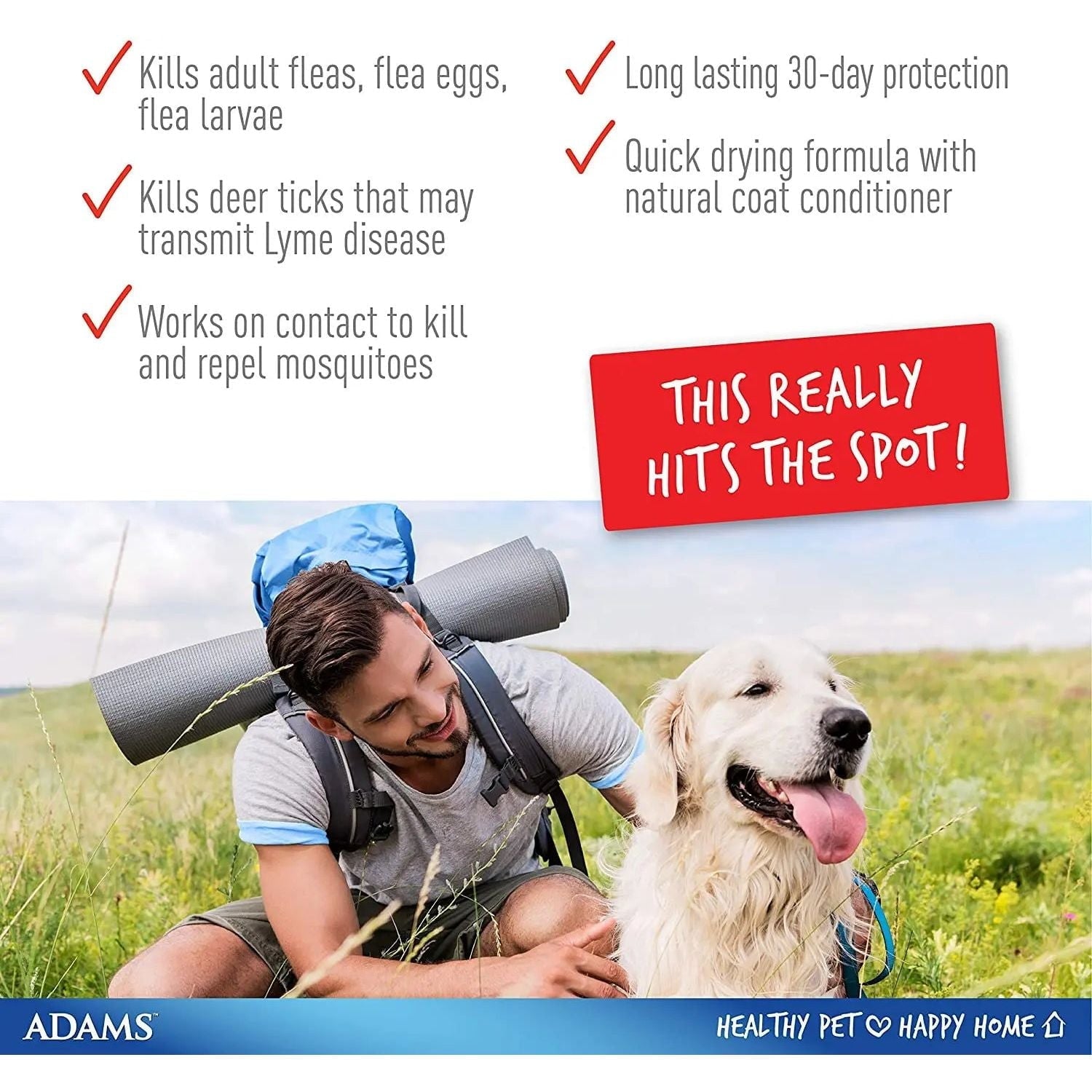 Adams Plus Flea and Tick Spot On for Extra Large Dogs 61-150 lbs. 1-Month Supply