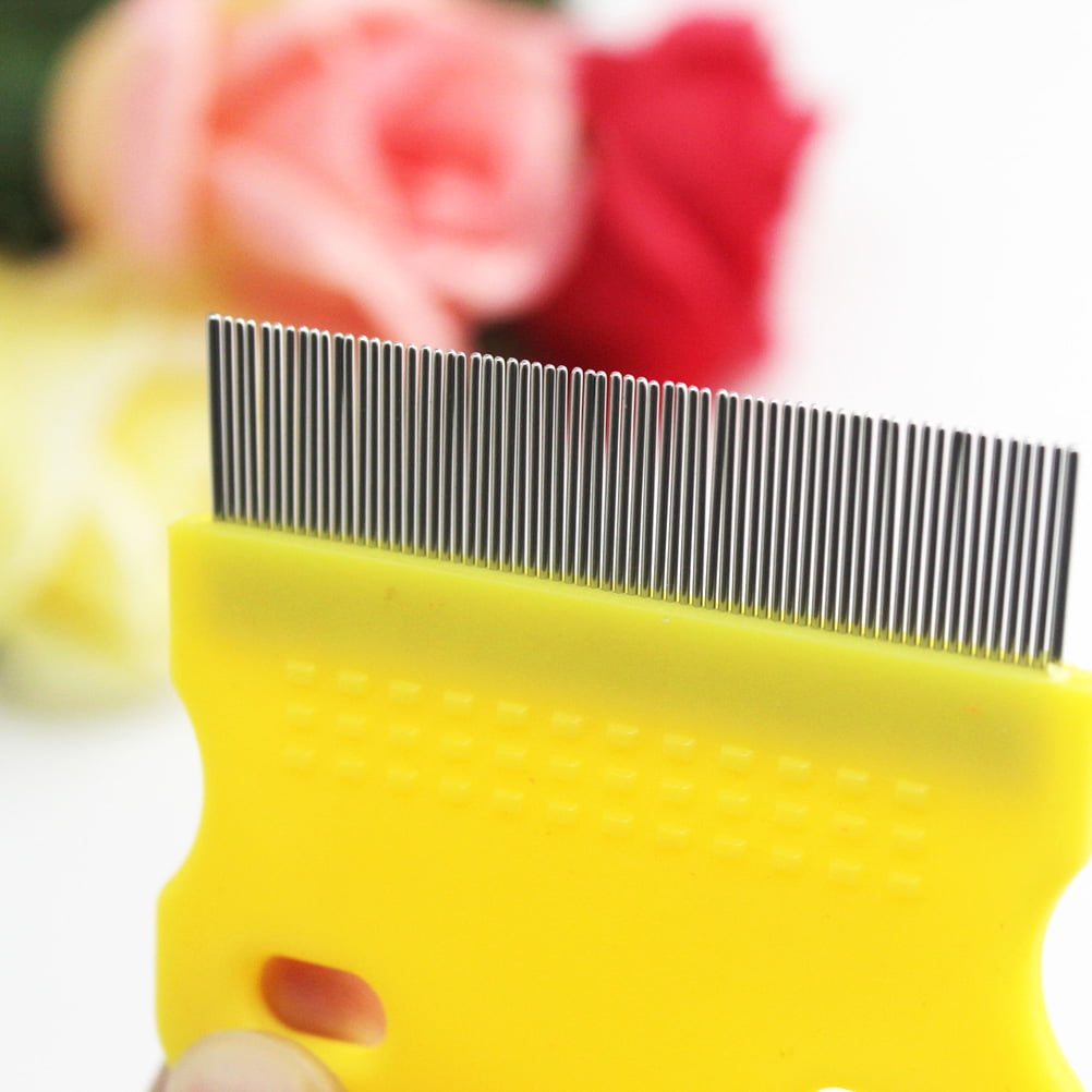 Pet Comb Stainless Steel Toothed Grooming Cleaning Hair Brush Flea Remover for Cat Dog (Random Color)