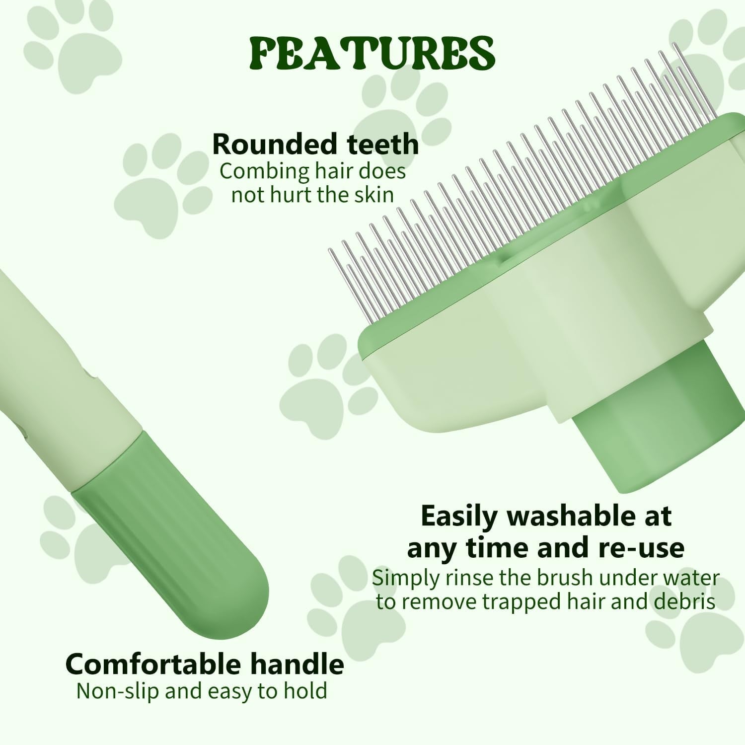 DYWJ Self-Cleaning Pet Comb for Cats & Dogs – Stainless Steel Flea & Lice Comb with Release Button – Long & Short Teeth for Shedding, Grooming & Hair Removal