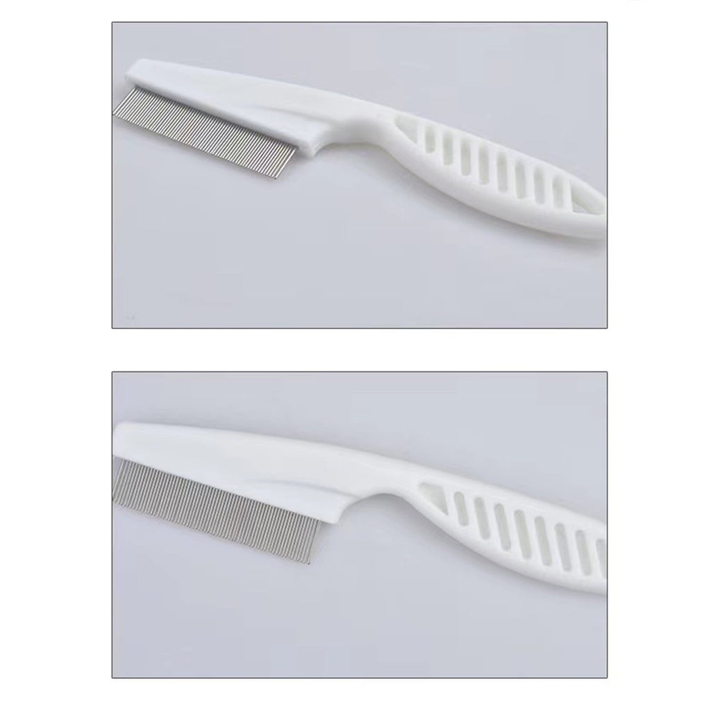 Frogued 2Pcs Pet Grooming Comb Multifunctional Stainless Steel Flea Comb for Cats Dogs Pet Tear Stain Removal Brush for Desheding (White)