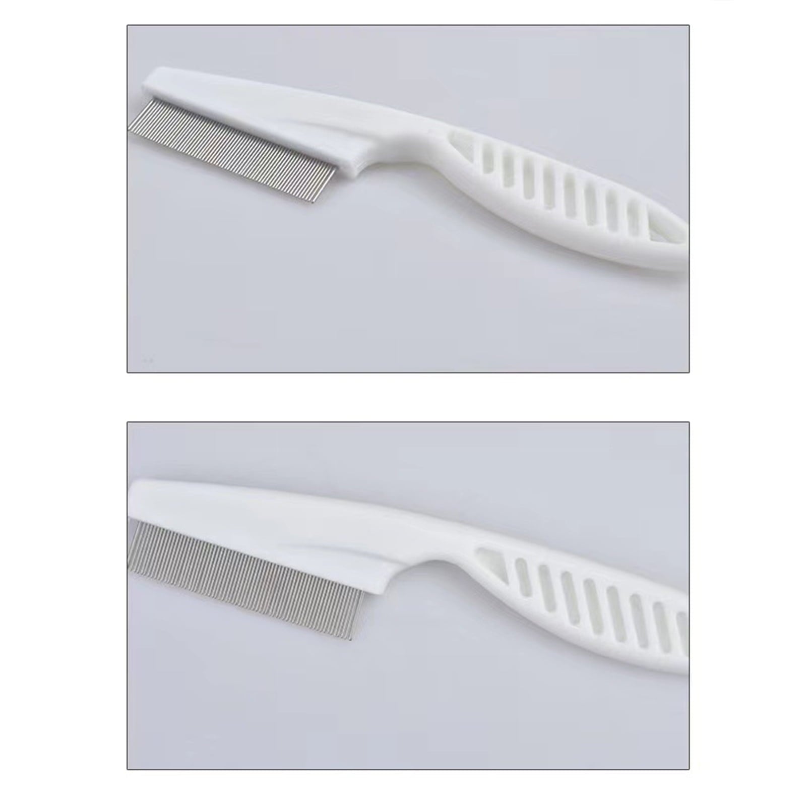 Frogued 2Pcs Pet Grooming Comb Multifunctional Stainless Steel Flea Comb for Cats Dogs Pet Tear Stain Removal Brush for Desheding (White)