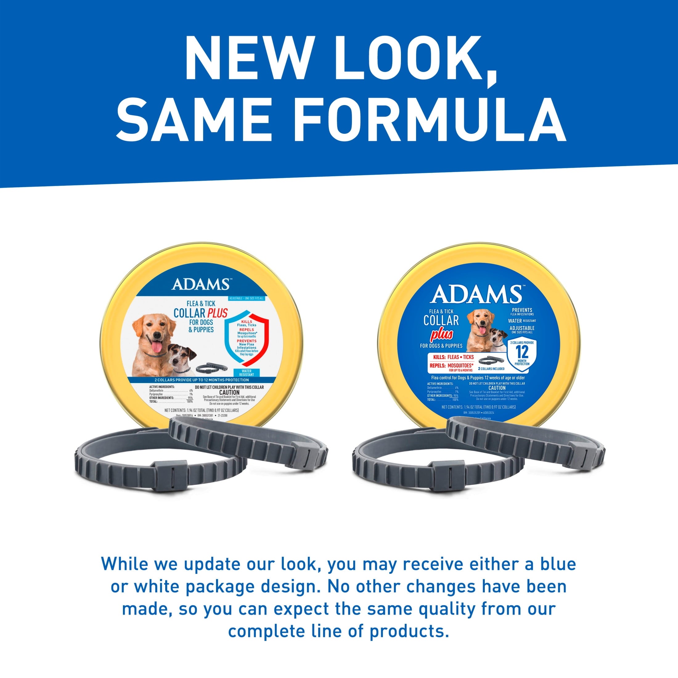 Adams Flea & Tick Collar Plus for Dogs & Puppies, 2 Collars, One Size