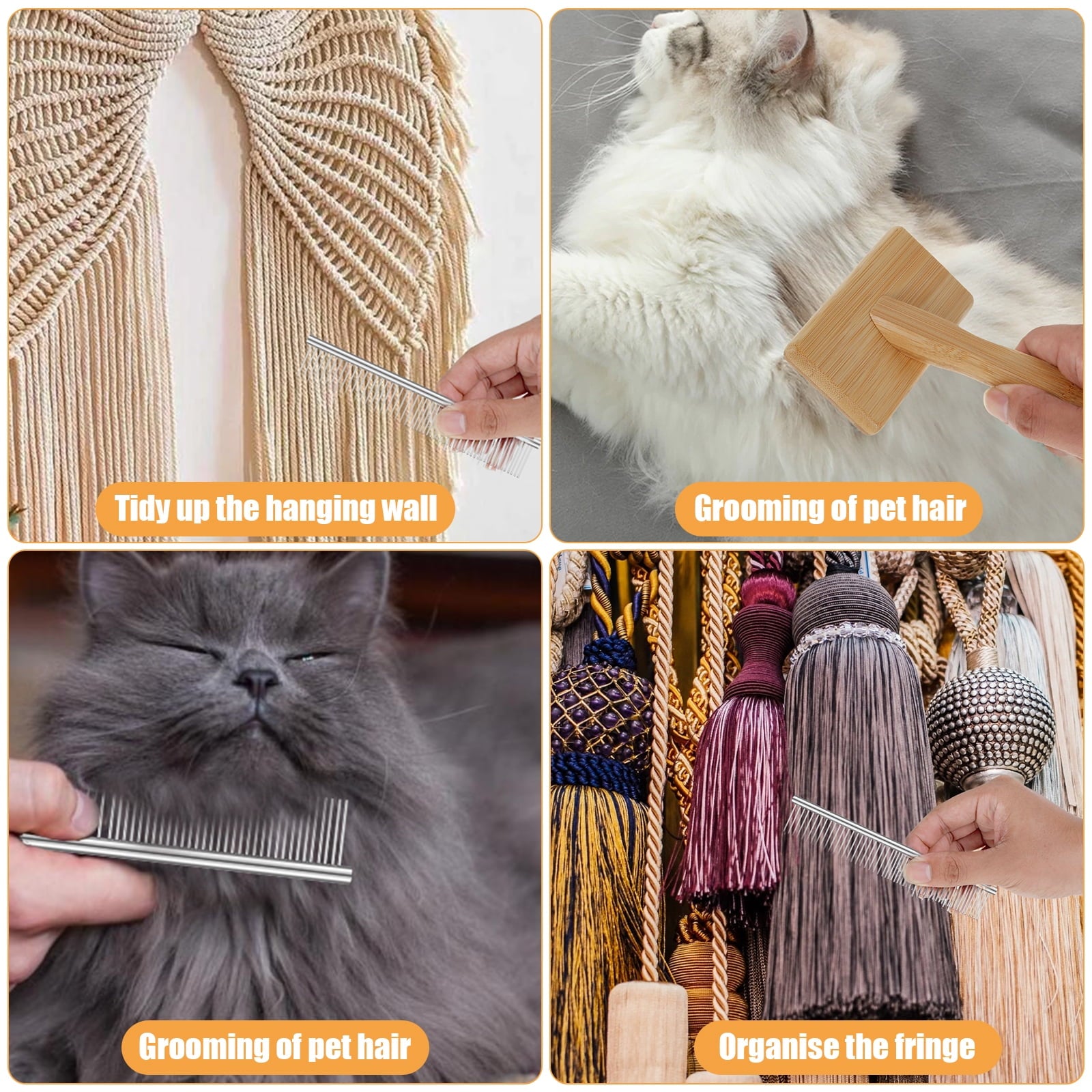 2 pack macrame fringe comb set stainless steel comb for making knitting cord rope macrame plant hangers wall hangings pets hair combing