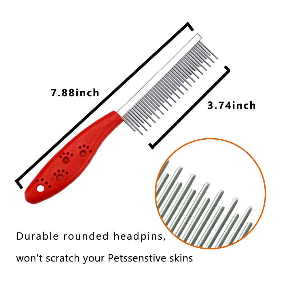 Pet Comb for Dogs & Cats,Small Dog & Cat Grooming Comb 3 Combs,Pet Long & Short Stainless Steel Teeth Shedding Comb for Removing Matted Fur, Knots & Tangle(3pack)