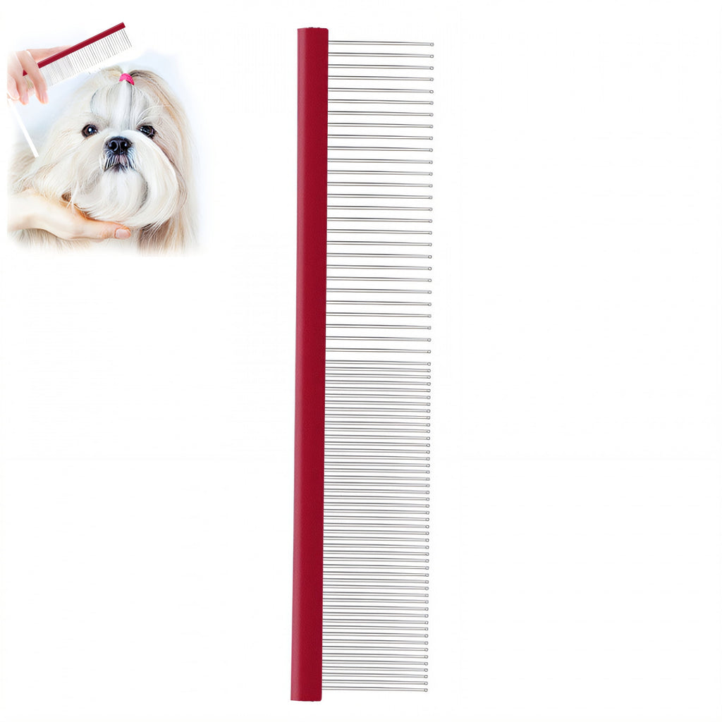 ACDANC Dog Comb,Compact & Handy Metal Comb,Comfortable Feel Dematting Comb for Dogs,Red