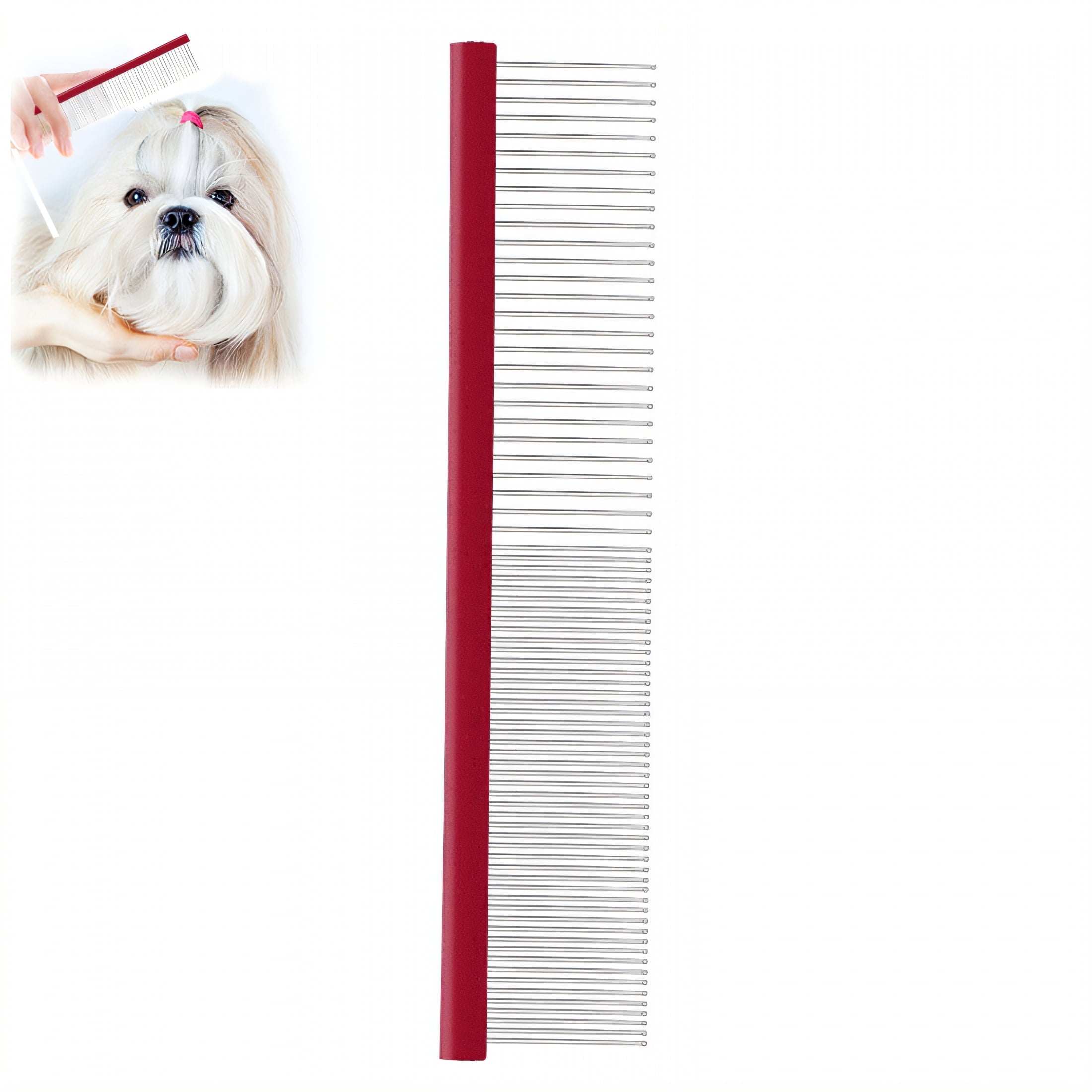 ACDANC Dog Comb,Compact & Handy Metal Comb,Comfortable Feel Dematting Comb for Dogs,Red