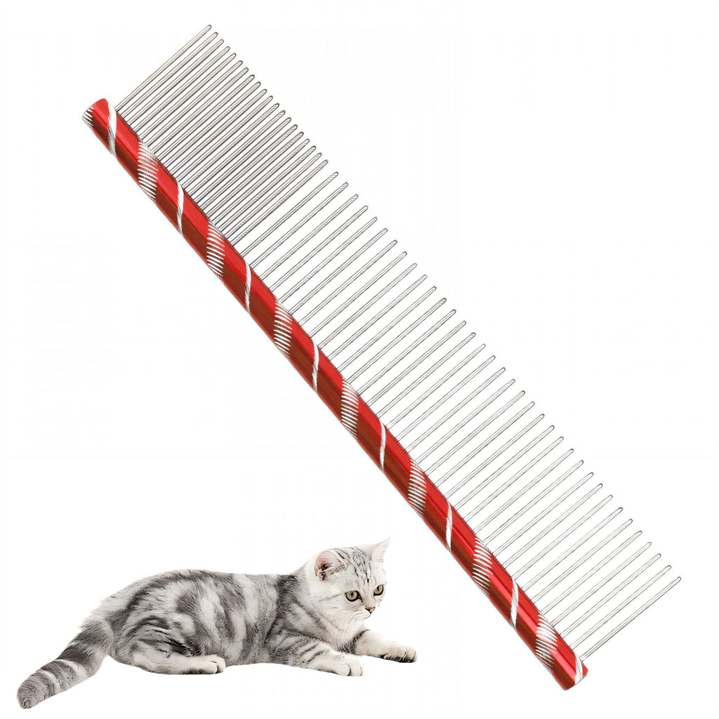 ACDANC Dog Comb,Stainless Steel Cat Comb,Removing Float Hair Combing Tangled Hair Metal Comb,Red