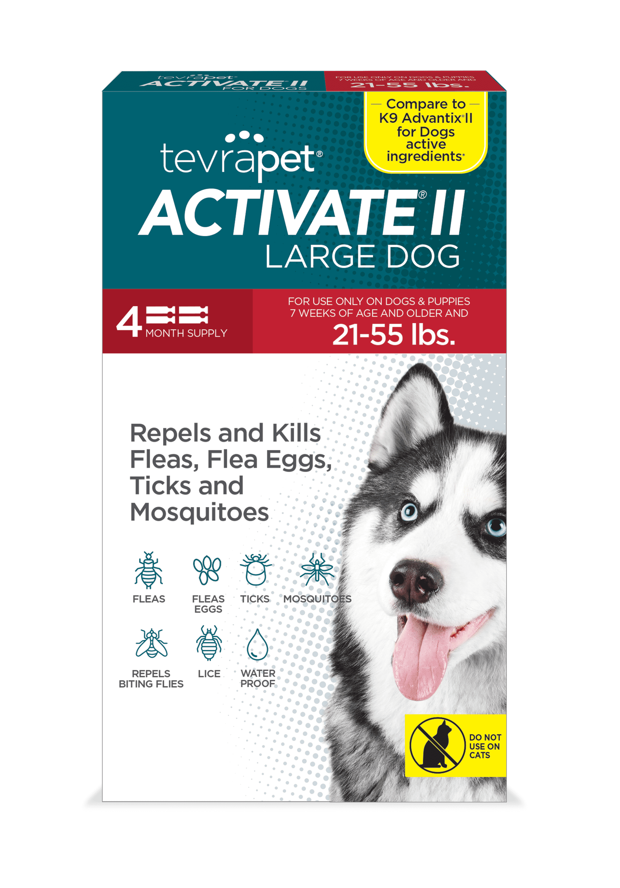 Activate II Flea and Tick Prevention for Dogs | 4 Count | Large Dogs 21-55 lbs | Topical Drops | 4 Months Flea Treatment