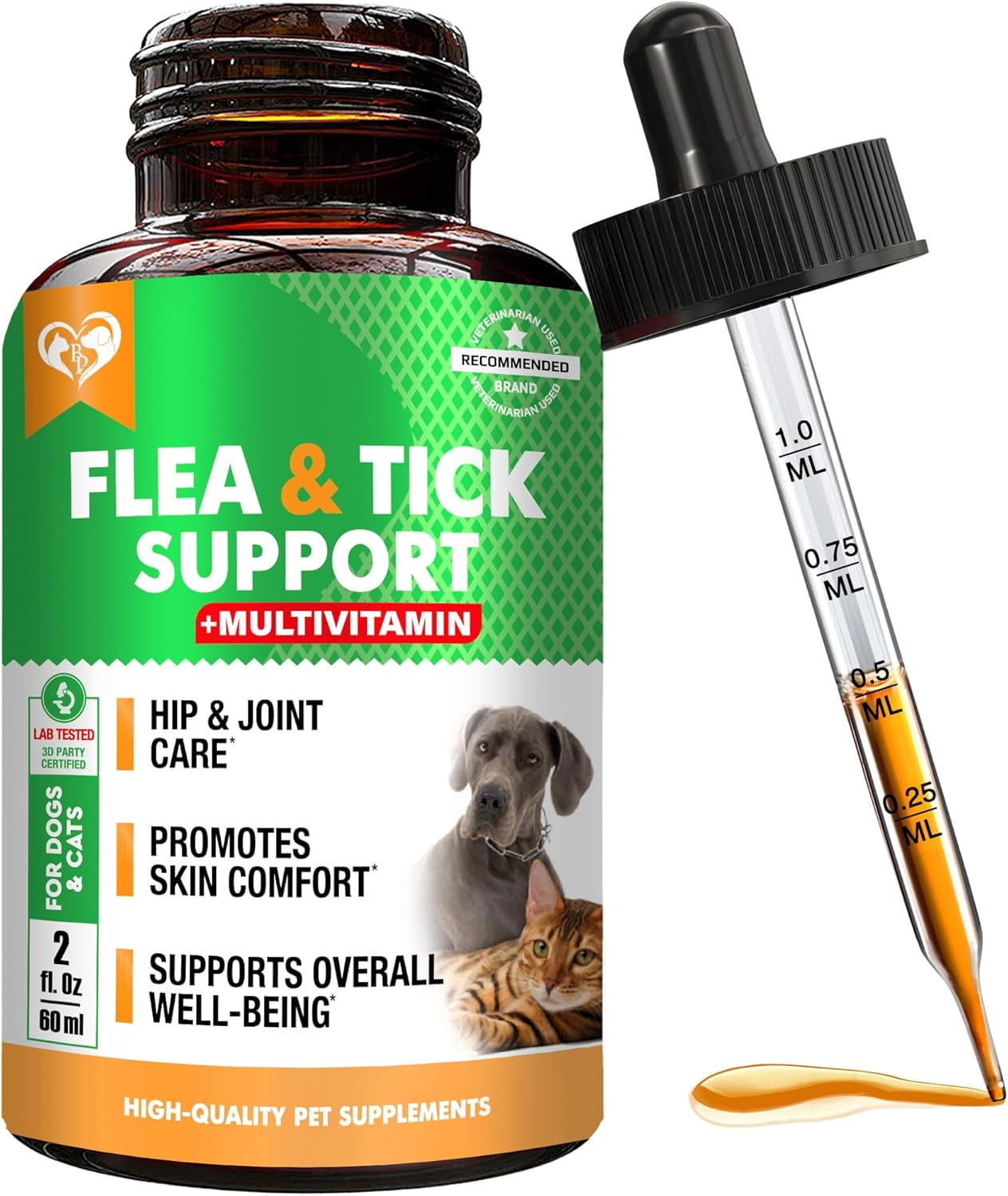 Beloved Pets Oral Flea & Tick Support Multivitamin Supplement for Dogs & Cats, 60-ml Bottle