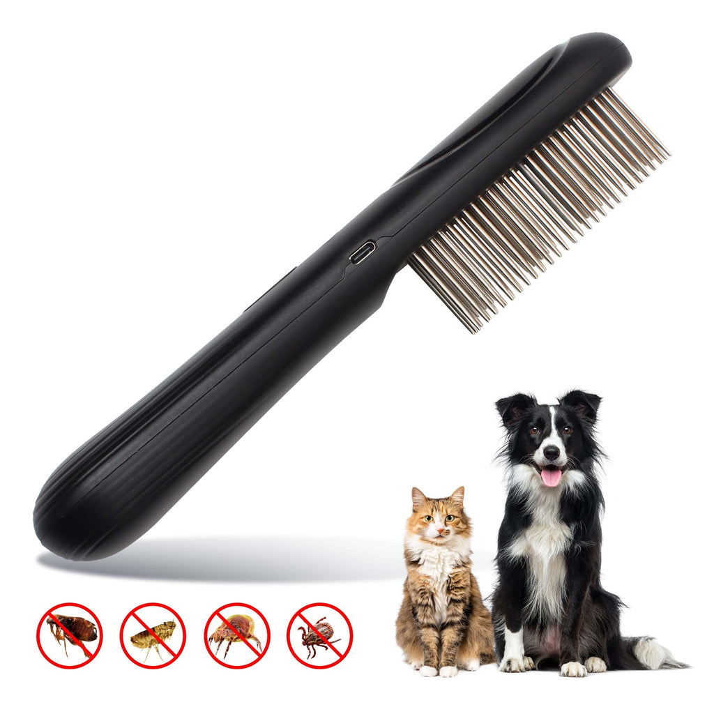 Petjoy ElectroCare Rechargeable Electrostatic Flea Comb for Dogs & Cats, Stainless Steel Teeth, Multi-Function Grooming Tool, 1 Count