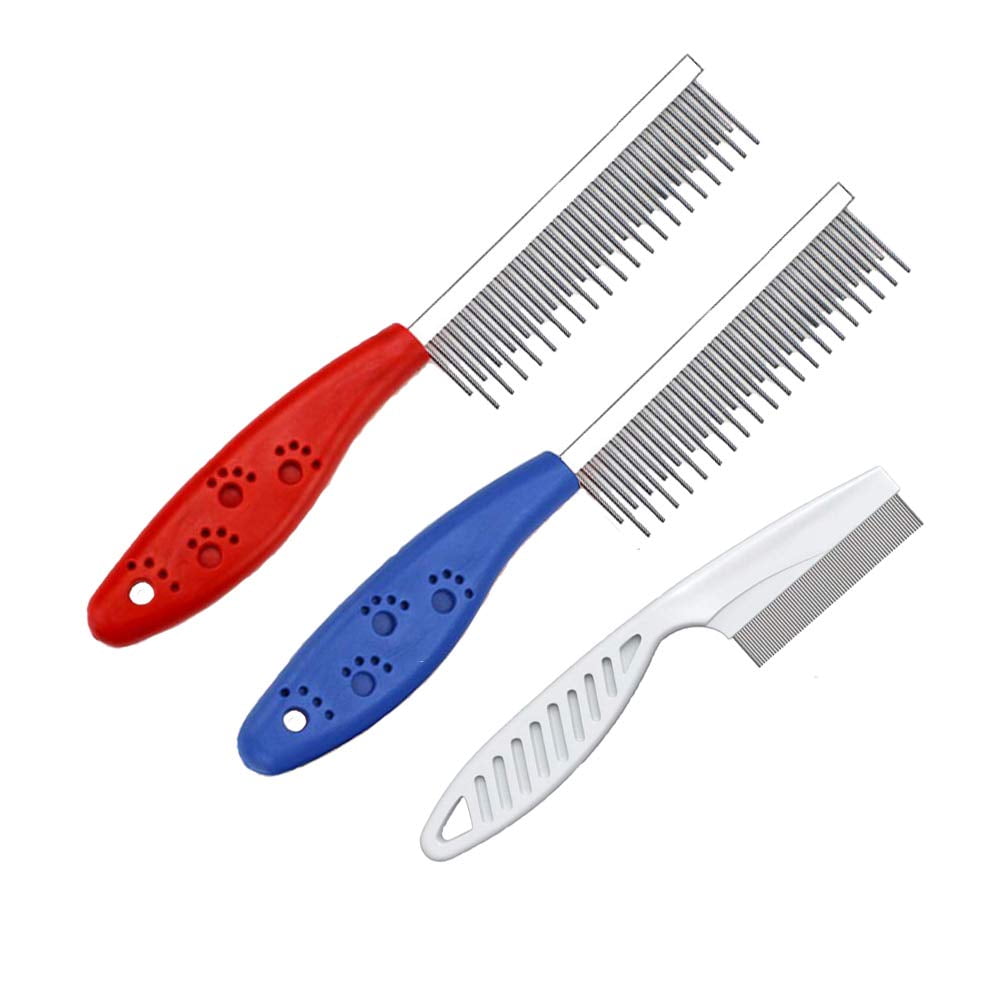 Pet Comb for Dogs & Cats,Small Dog & Cat Grooming Comb 3 Combs,Pet Long & Short Stainless Steel Teeth Shedding Comb for Removing Matted Fur, Knots & Tangle(3pack)