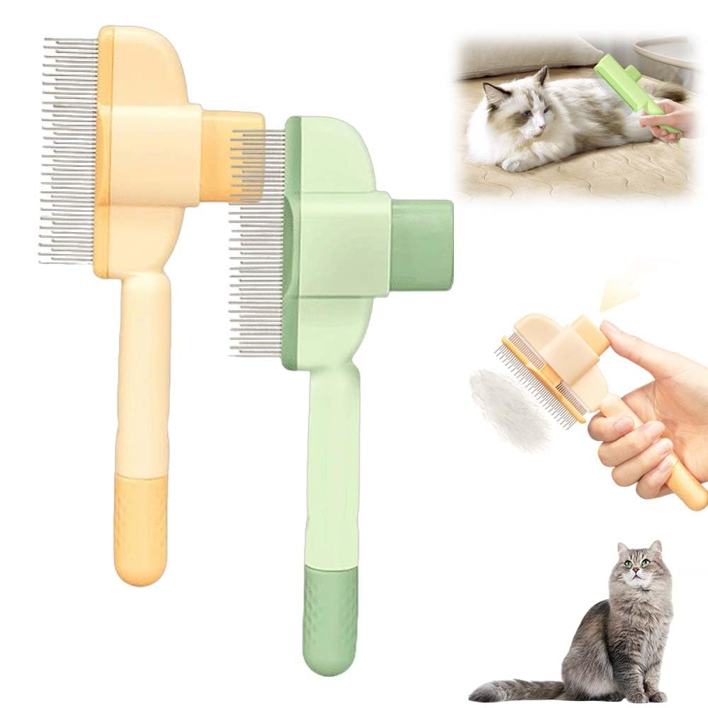 Pet Flea Comb Grooming Brush, 2025 Upgraded Flea Comb for Cats & Dogs, Self-Cleaning Pet Flea Comb Grooming Brush for Shedding, Short/Long Hair, Massaging & Tear Stain Removal