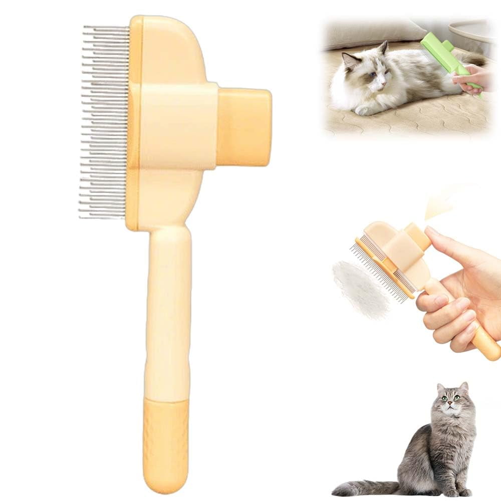 Pet Flea Comb Grooming Brush, 2025 Upgraded Flea Comb for Cats & Dogs, Self-Cleaning Pet Flea Comb Grooming Brush for Shedding, Short/Long Hair, Massaging & Tear Stain Removal