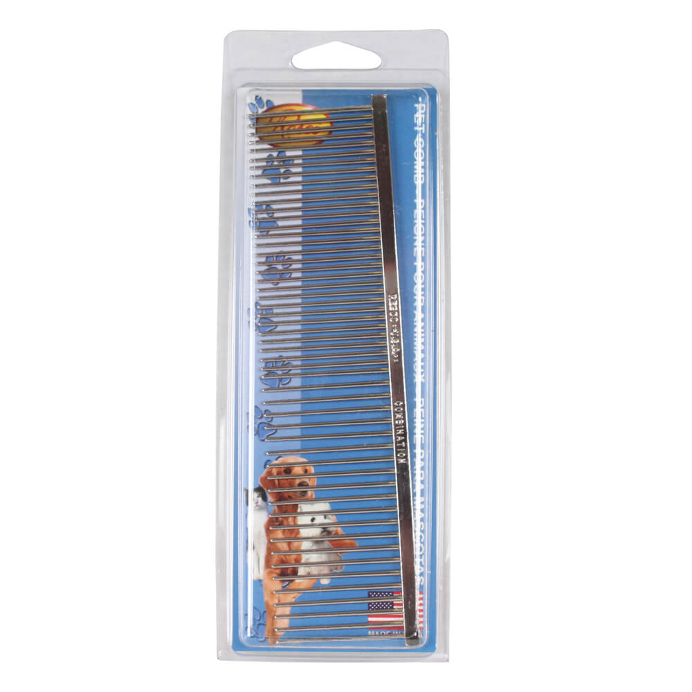 Resco US-Made Combination Comb for Dogs and Cats, 1.5" Pins, Chrome
