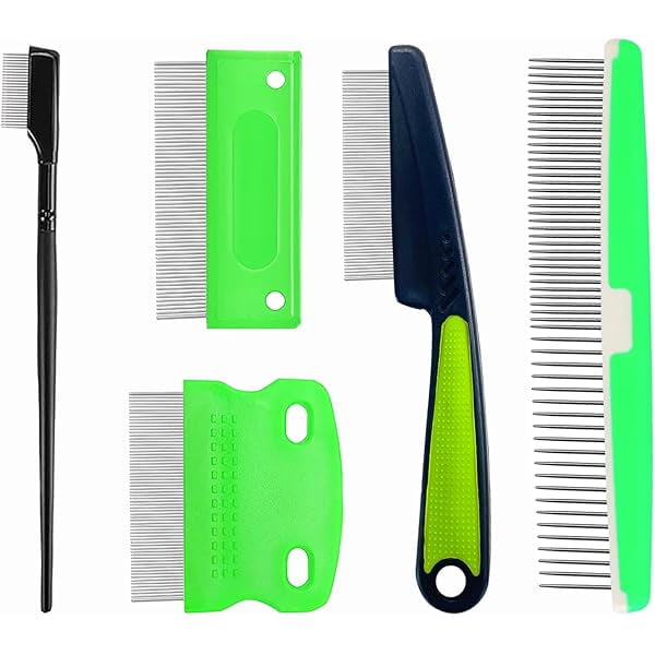 Saluqifa 5 Pieces Pet Grooming Comb, Pet Hair Comb Rubber Handle Dog Hair Comb, Dog Eye Combs Pet Grooming Comb Flea Comb for Dog/Cat/Small Pets Removing Eye Mucus, Removes Knots, Mats and Tangles