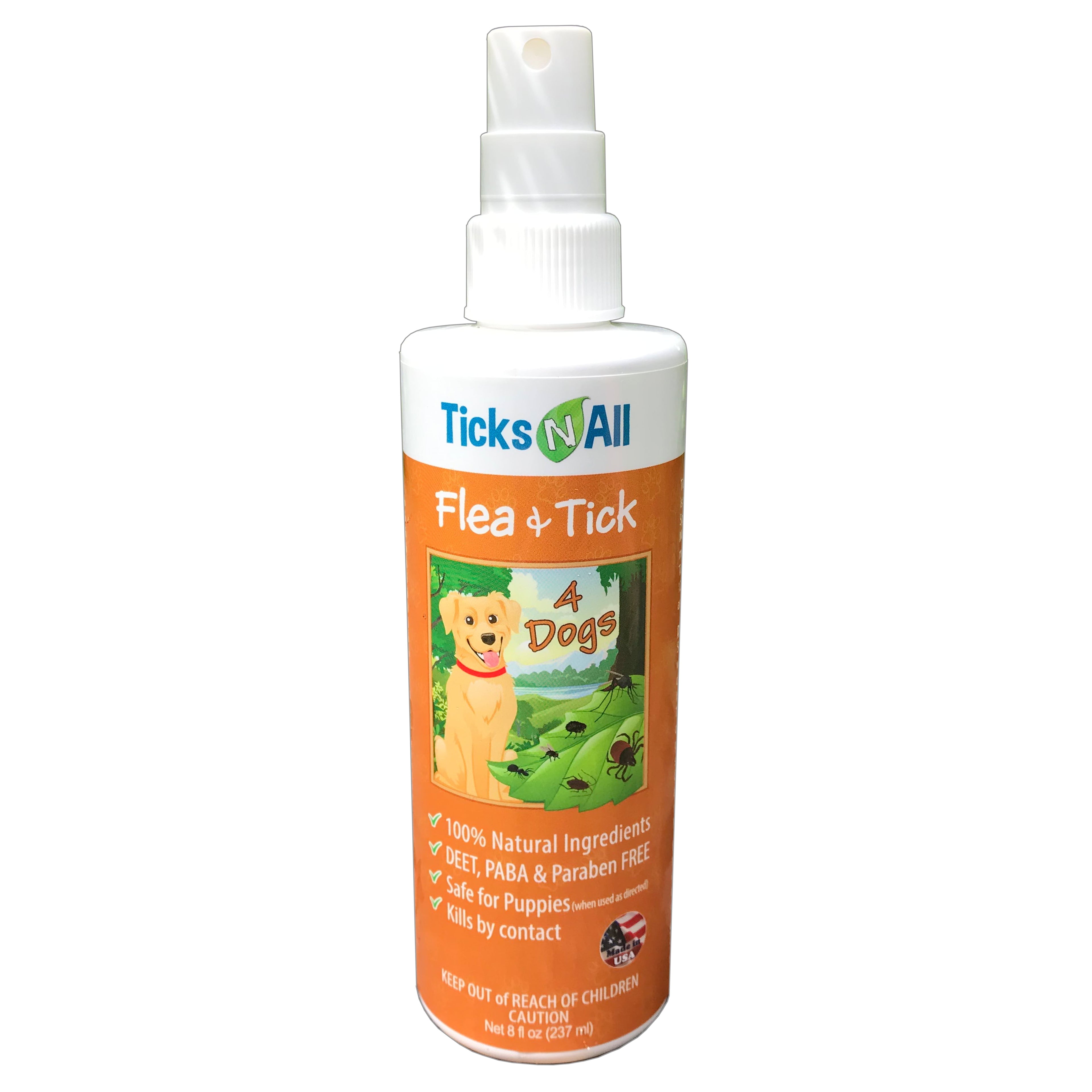 Ticks-N-All Organic Flea & Tick Repellant for Dogs, 8 Oz