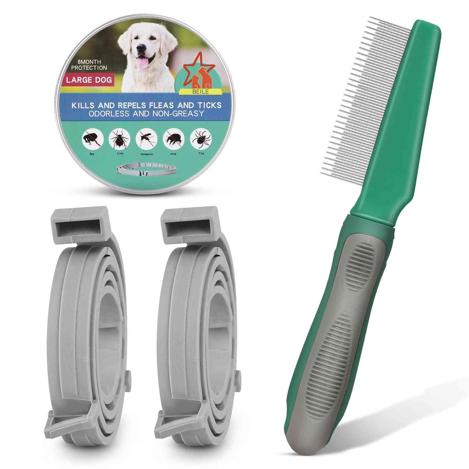 UrbanX Natural Ingredients, Flea and Tick Prevention and Treatment Collar for Norwegian Buhund and Other Medium Size Herding Dogs Dogs. Waterproof & Adjustable. (2 Pack with Comb)