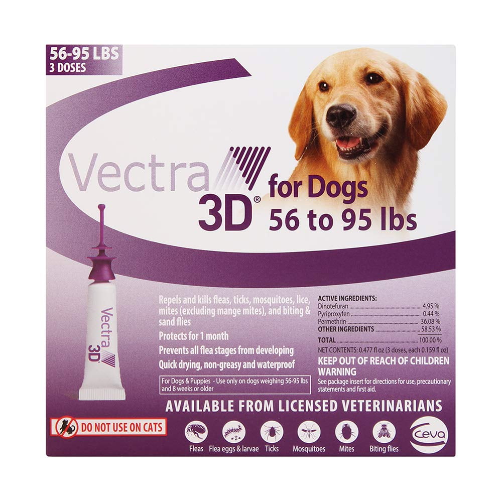 Vectra 3D Flea & Tick Spot Treatment for Dogs 56 to 95 lbs 3 dose