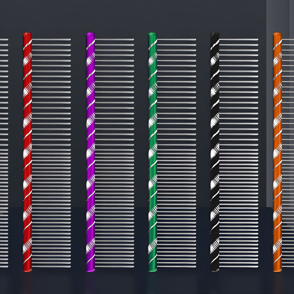 ACDANC Dog Comb,Stainless Steel Cat Comb,Removing Float Hair Combing Tangled Hair Metal Comb,Red