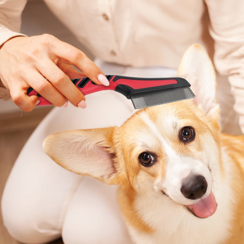 Pet Flea Comb Flea Lice Comb Dog Hair Comb Cats Flea Combs with Long Handle Pet Care Accessories for Ticks Removal Universal for Ticks Lice and Fleas