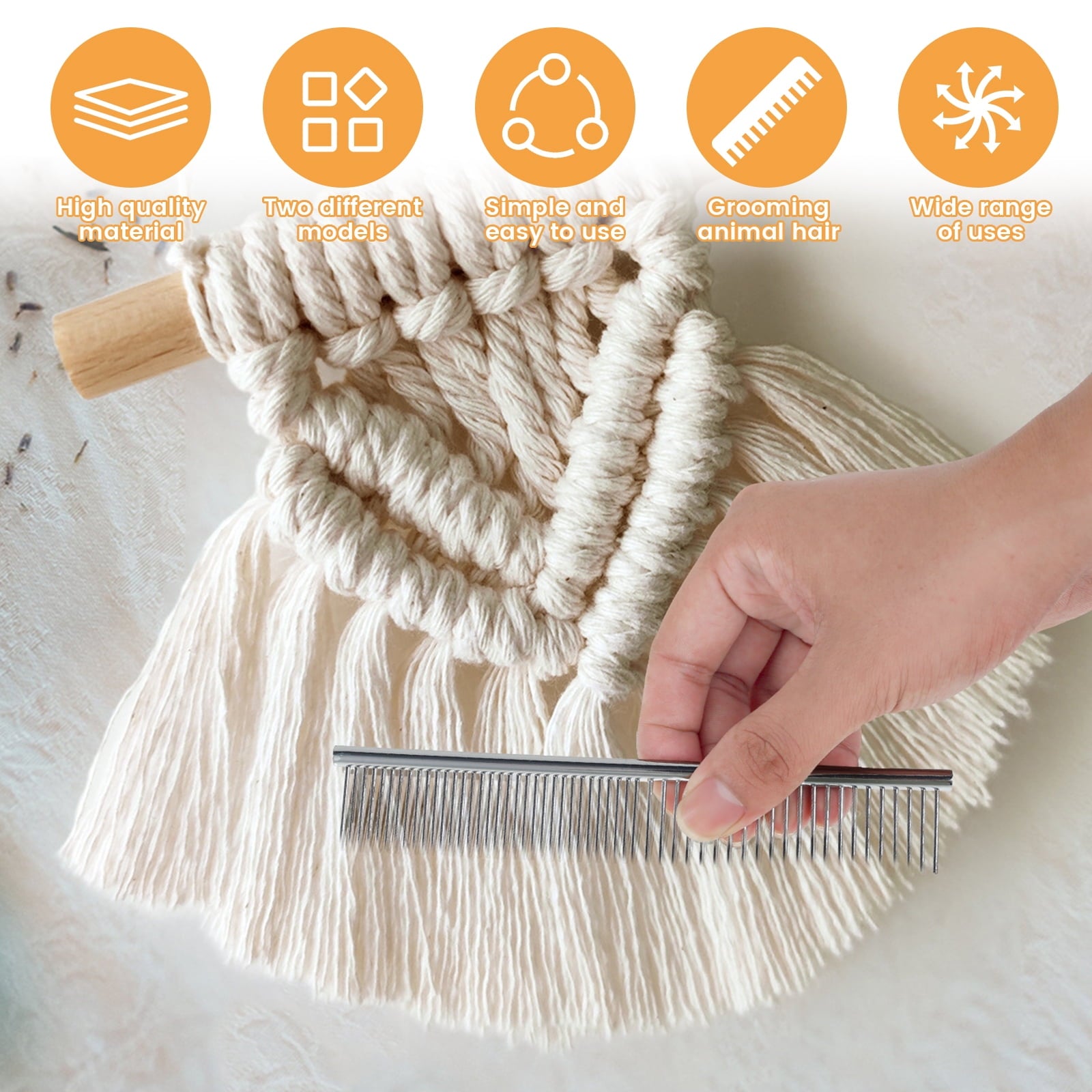 2 pack macrame fringe comb set stainless steel comb for making knitting cord rope macrame plant hangers wall hangings pets hair combing