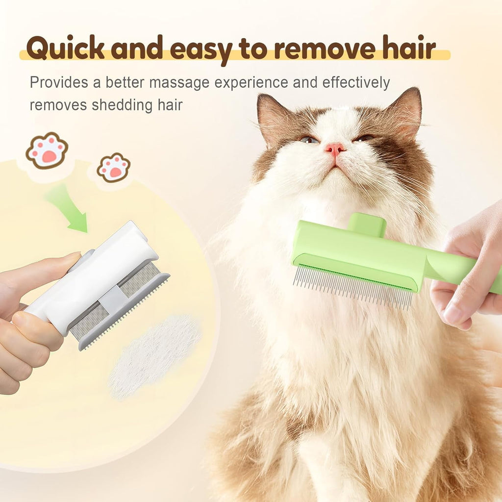 Zen Brush for Cats, Zen brush Cat Comb, Self Cleaning Pet Flea Comb, Cat Dog Pet Grooming for Massaging and Cleaning Hairs