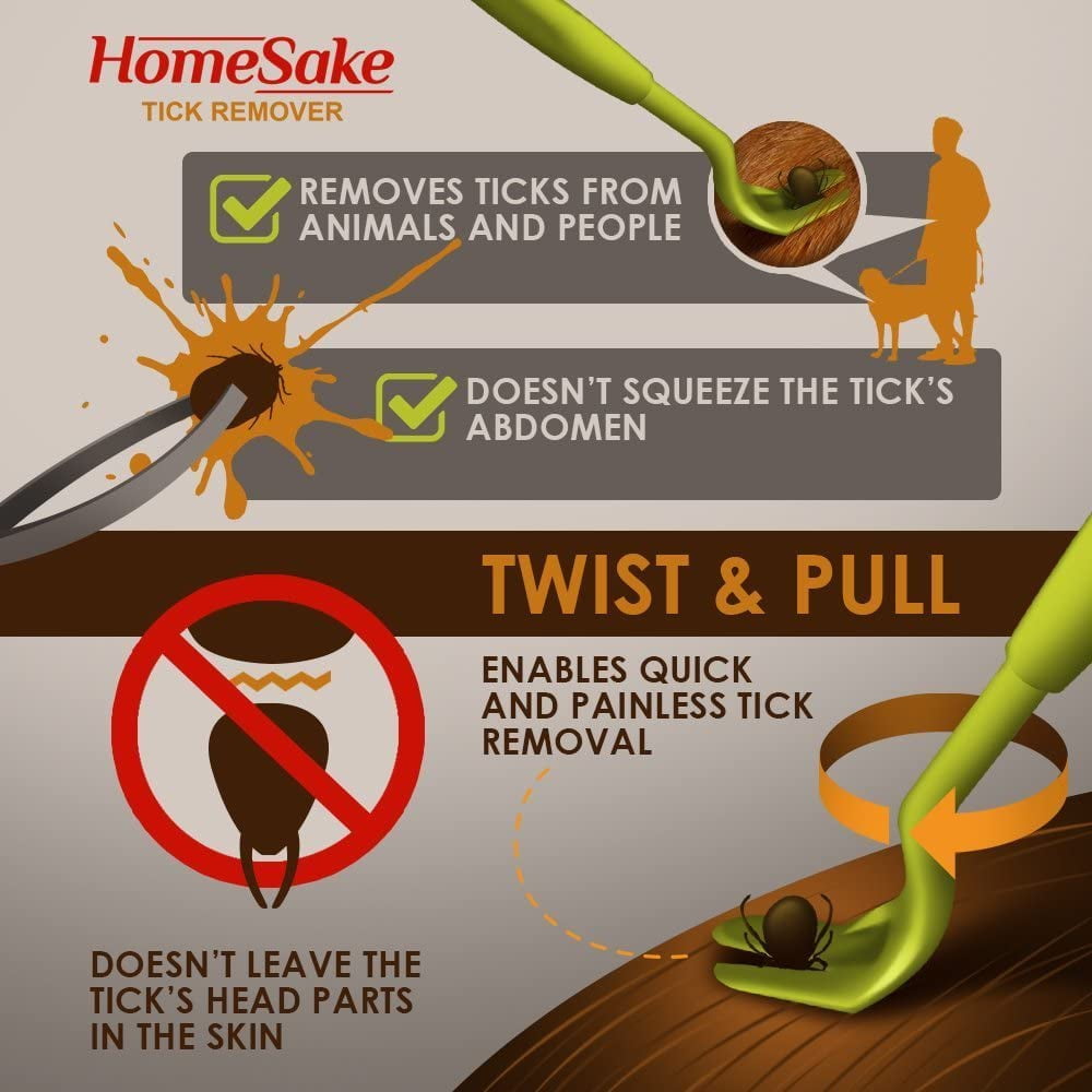 Tick Removal Tool for Dogs, Cats and Humans | Removes Entire Head & Body | Pain-Free Ticks Remover | 100% Chemical-Free | Pack of 3