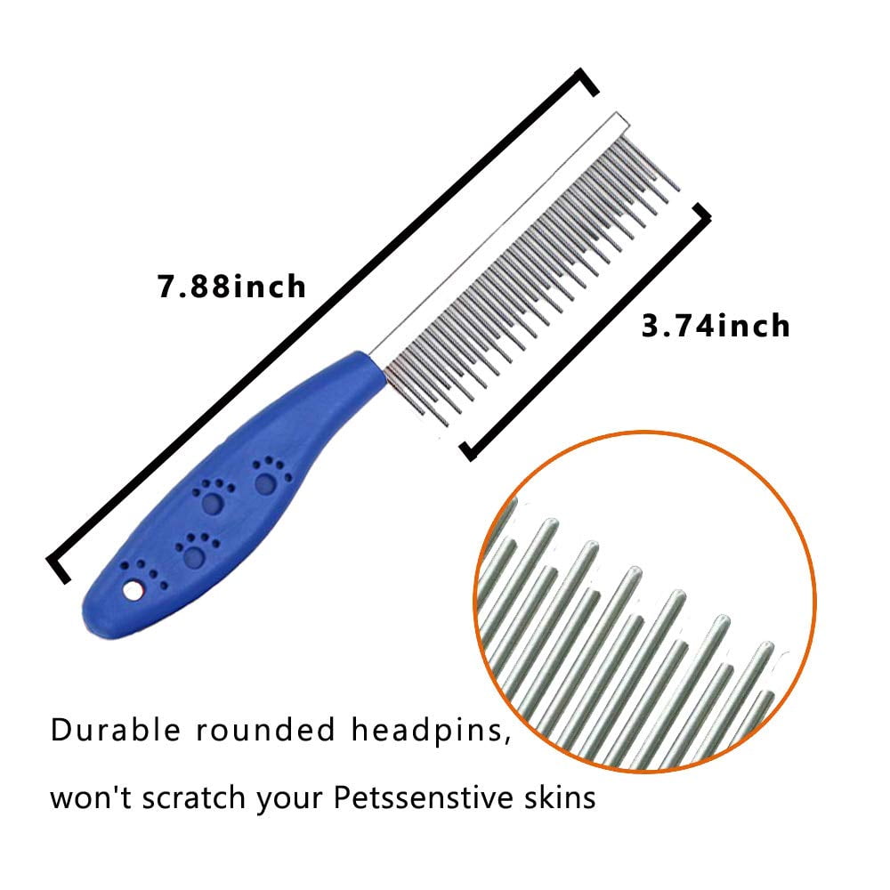 Pet Comb for Dogs & Cats,Small Dog & Cat Grooming Comb 3 Combs,Pet Long & Short Stainless Steel Teeth Shedding Comb for Removing Matted Fur, Knots & Tangle(3pack)
