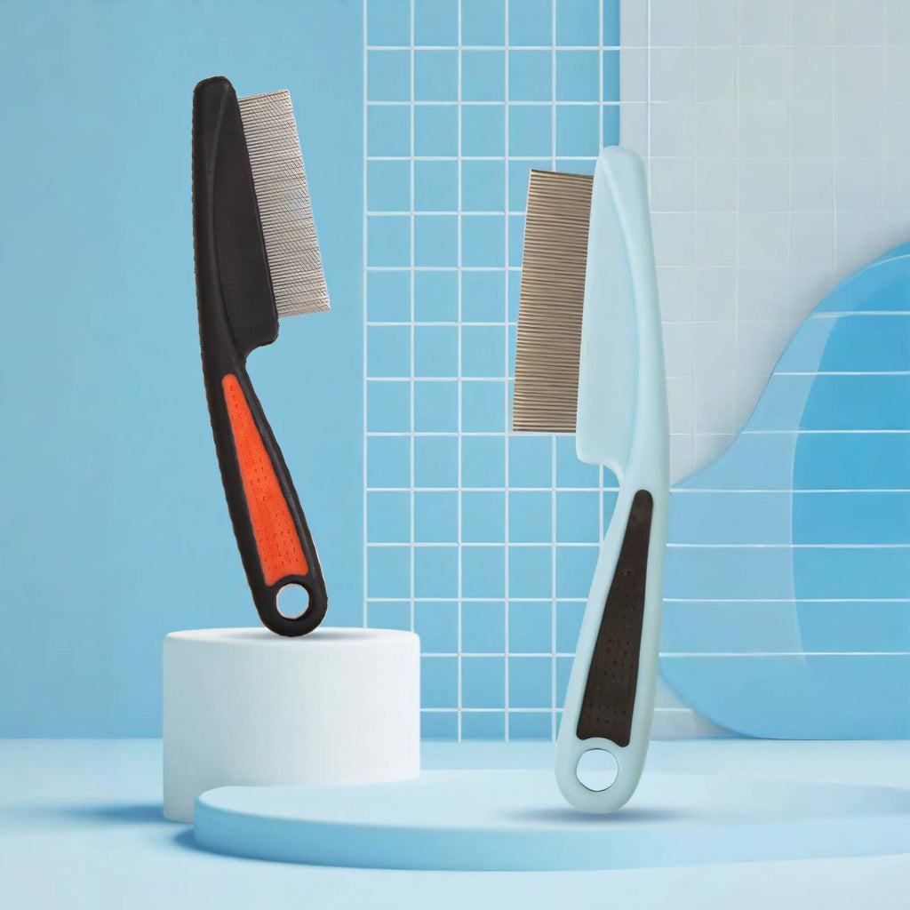 ACDANC 2Pcs Flea Comb,High Durability And Not Easily Deformed Dog Hair Brush,Easy And Comfortable To Use Dog Grooming Brush,Black Blue