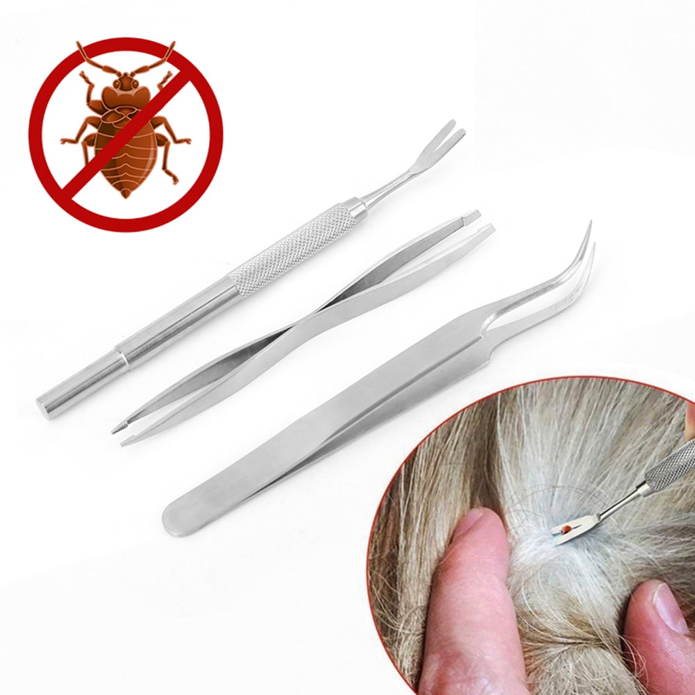 Stainless Steel Tick Remover For Pets, Dog  Cat Flea/Louse Clip, Tweezers, Grooming Kit