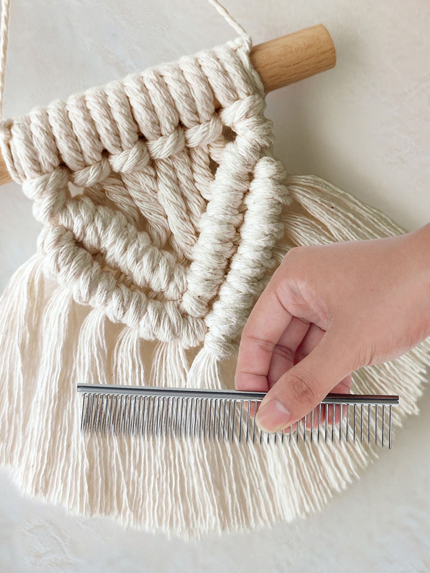 2Pcs Macrame Fringe Comb Set Stainless Steel Macrame Crafts Comb Professional Macrame Supplies Comb Multipurpose Tassel Grooming Tool for Fiber Macrame Rope