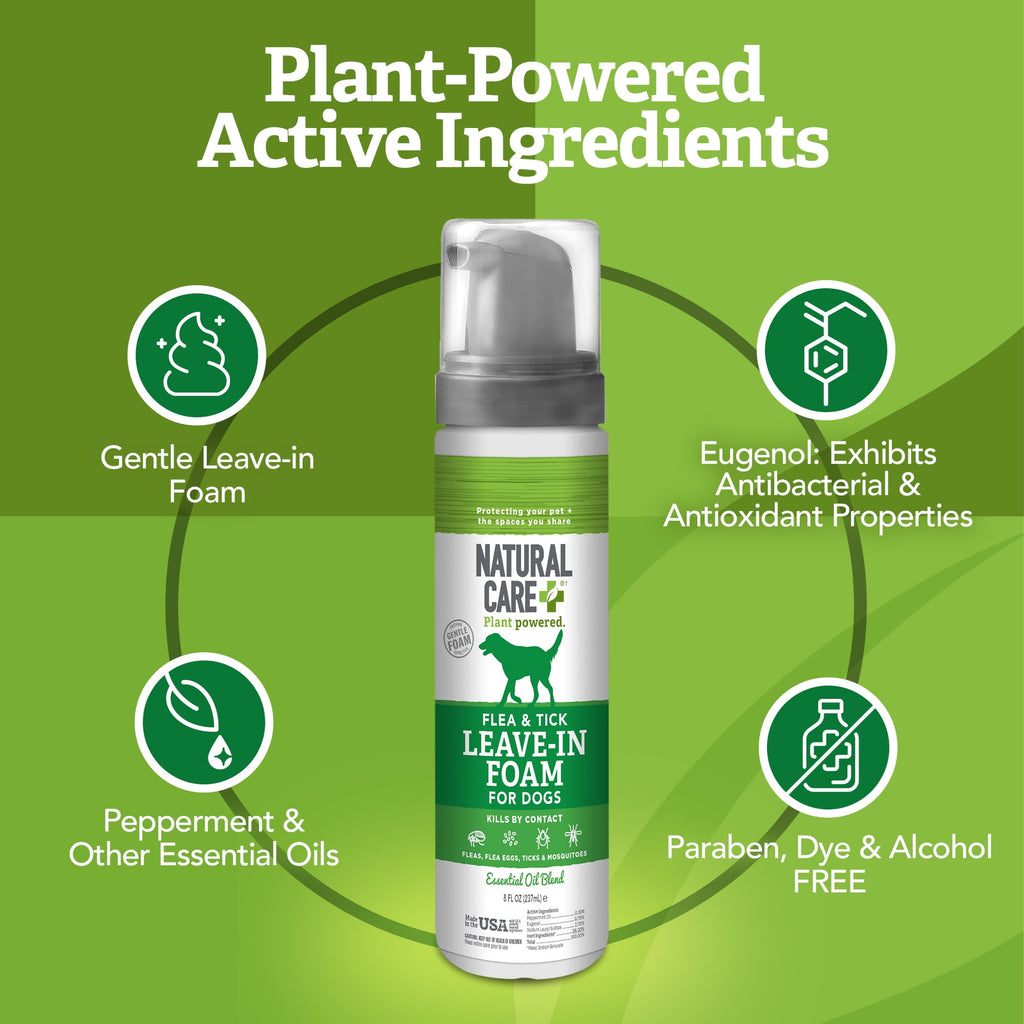 Natural Care Flea & Tick Leave-In Foam for Dogs - 8 Ounces