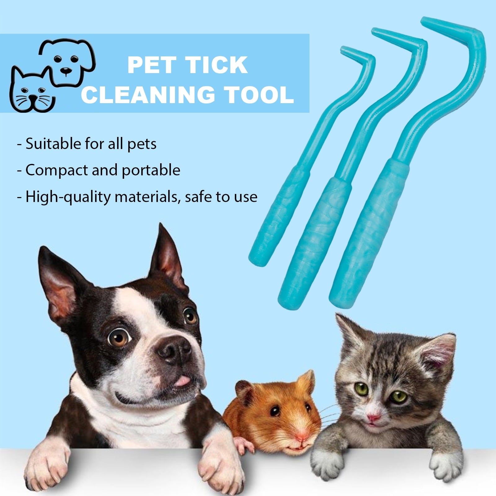 MIRROR 3Pcs Pet Flea Remover Effective Pet Tick Remover Hook Safe Pet Care Tick Extraction Tools Pet Supplies