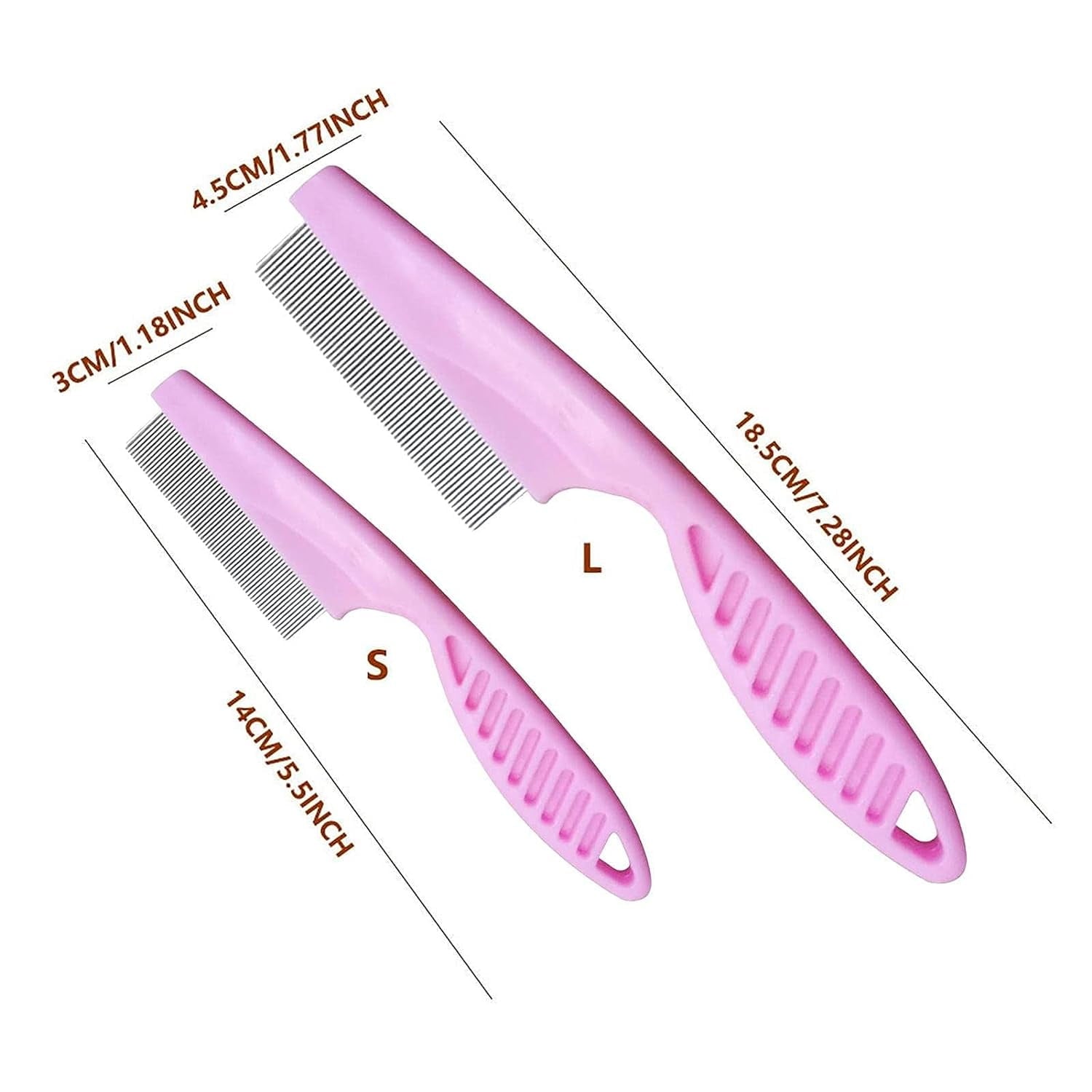 Pet Grooming Comb Set, 2 Pcs Fine Tooth Hair Combs for Dog Flea, Lice, and Tear Stain Removal, Tick and Dandruff Removal Brush for Puppy and Kitten