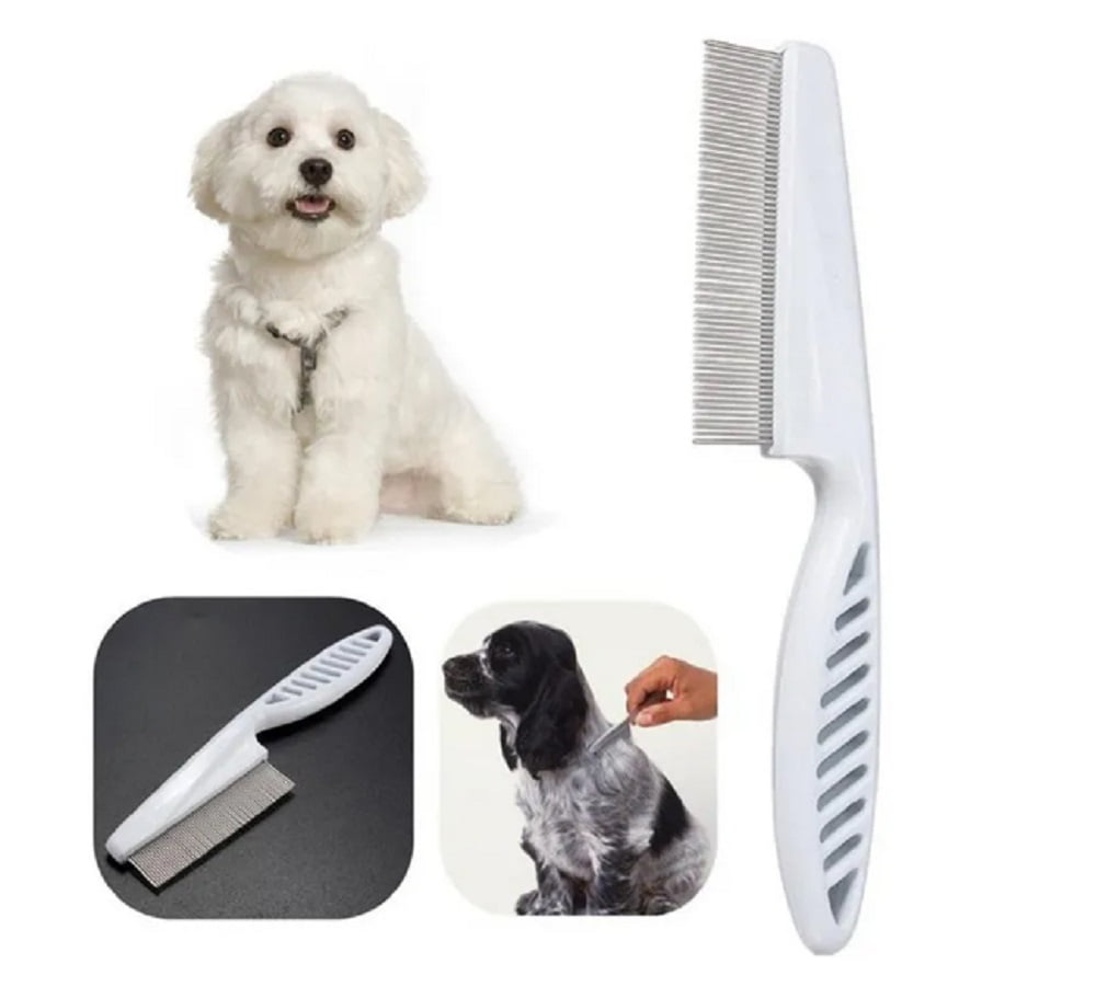 2-Piece Flea & Lice Comb for Dogs, Cats & Small Pets – Stainless Steel Pet Grooming Comb for Flea Removal, Tear Stain Cleaning & Fur Care TIKA