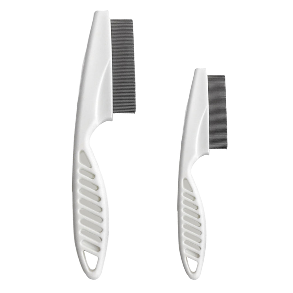 Frogued 2Pcs Pet Grooming Comb Multifunctional Stainless Steel Flea Comb for Cats Dogs Pet Tear Stain Removal Brush for Desheding (White)