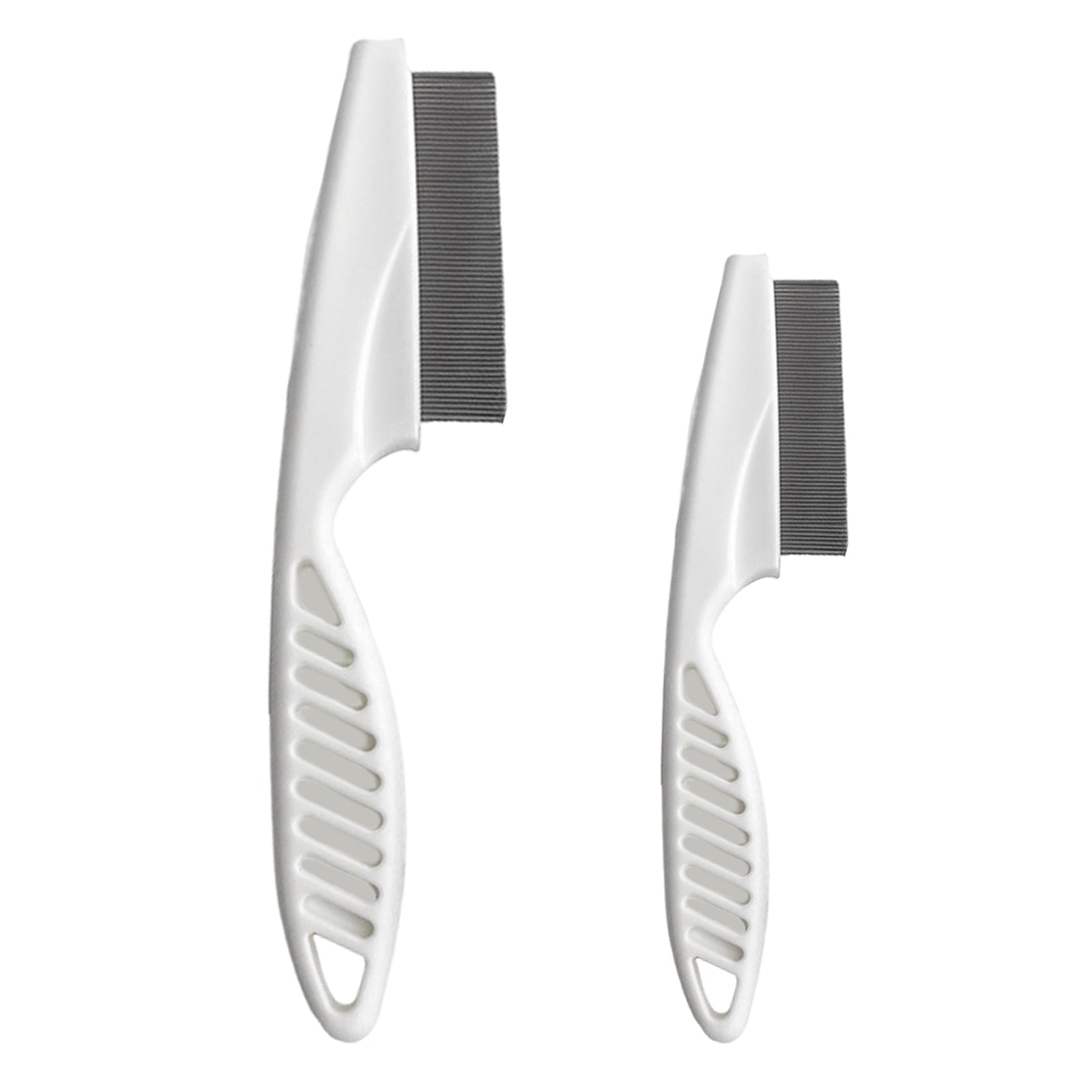 Frogued 2Pcs Pet Grooming Comb Multifunctional Stainless Steel Flea Comb for Cats Dogs Pet Tear Stain Removal Brush for Desheding (White)