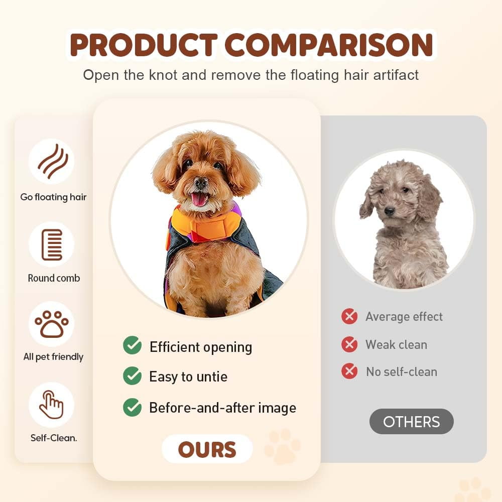 Pet Flea Comb Grooming Brush, 2025 Upgraded Flea Comb for Cats & Dogs, Self-Cleaning Pet Flea Comb Grooming Brush for Shedding, Short/Long Hair, Massaging & Tear Stain Removal